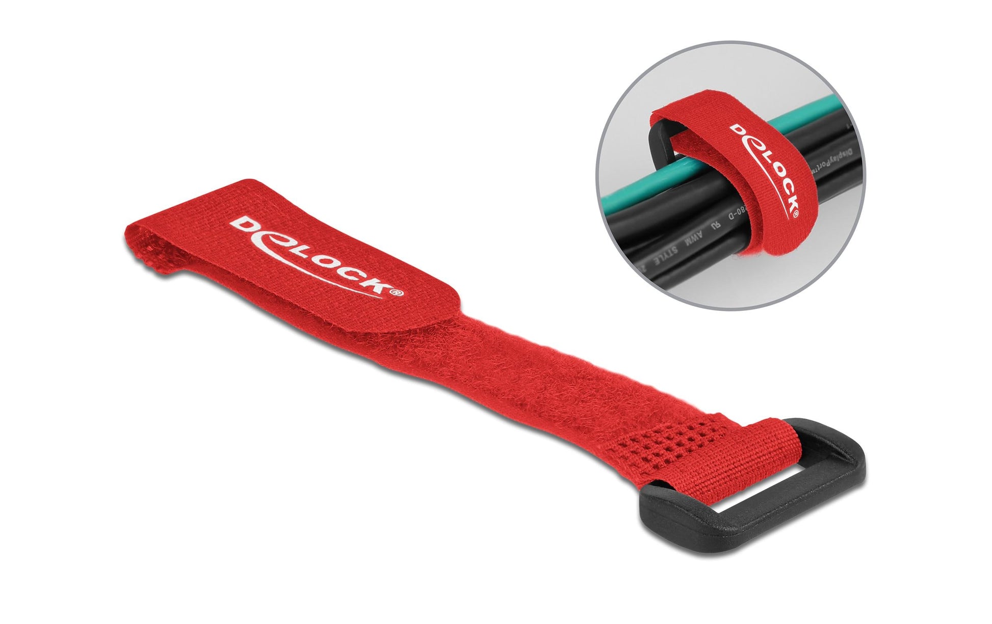 DeLOCK Klettkabelbinder, 20 mm × 0,15 m, Rot, 5 Stück
