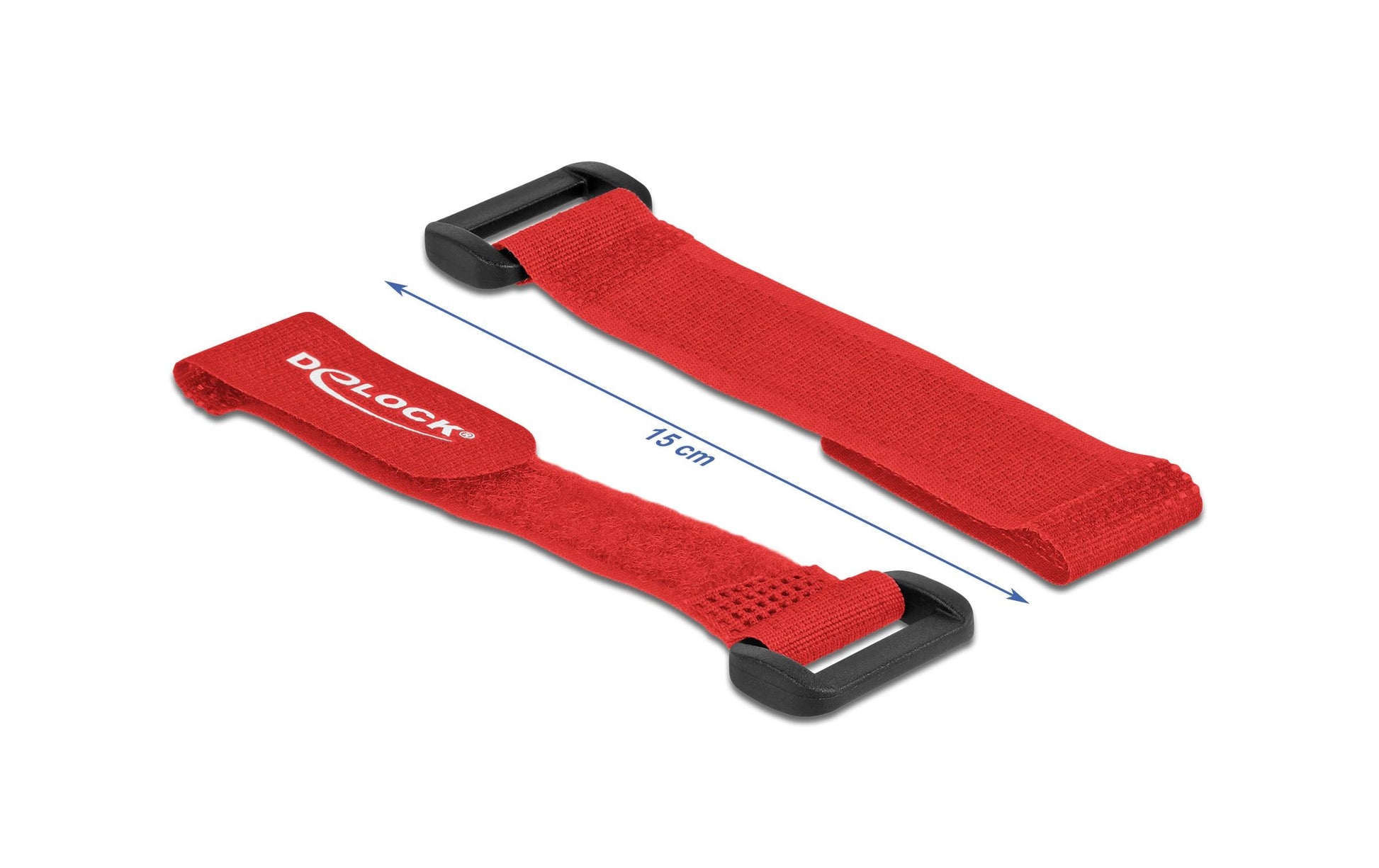 DeLOCK Klettkabelbinder, 20 mm × 0,15 m, Rot, 5 Stück
