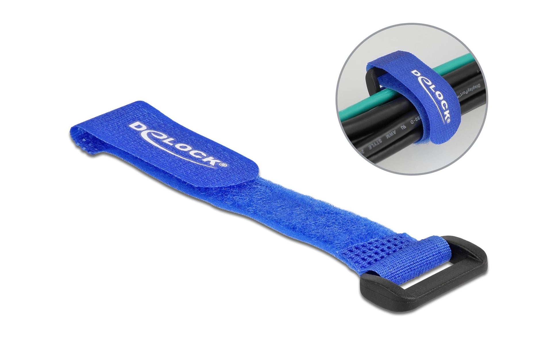 DeLOCK Klett-Kabelbinder 150 × 20 mm, Blau, 5 Stk.