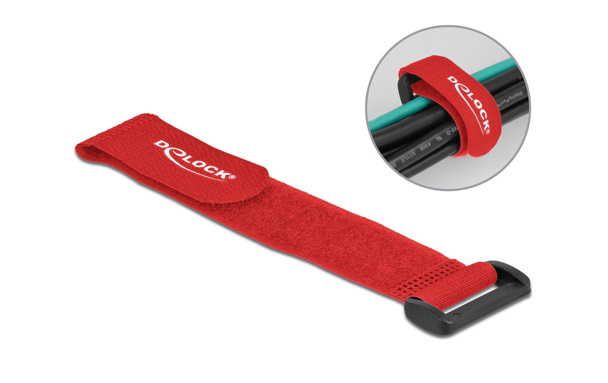 DeLOCK Klettkabelbinder 190×25 mm, 5er-Pack – Rot