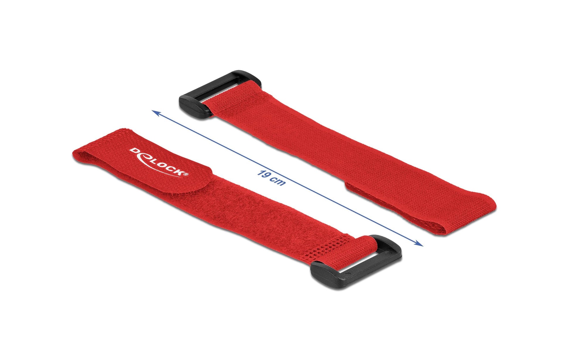 DeLOCK Klettkabelbinder 190×25 mm, 5er-Pack – Rot