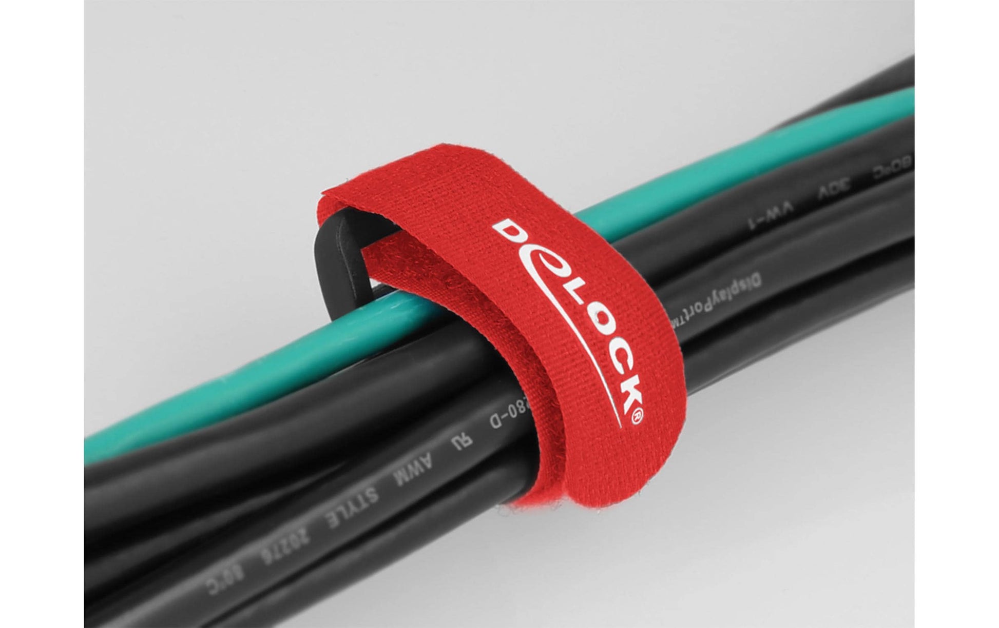 DeLOCK Klettkabelbinder 190×25 mm, 5er-Pack – Rot
