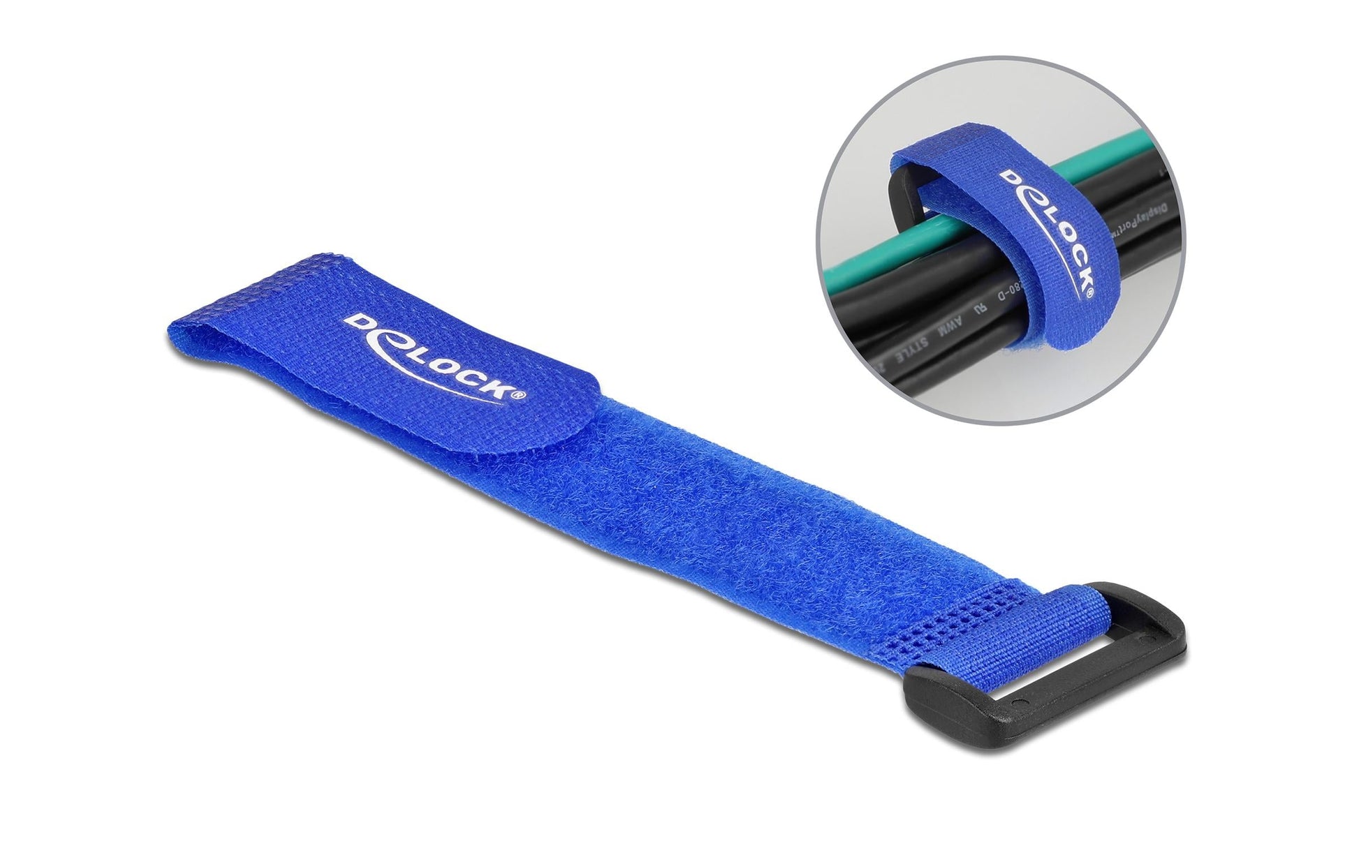 DeLOCK Klettkabelbinder, 190×25 mm, 5er-Pack – Blau