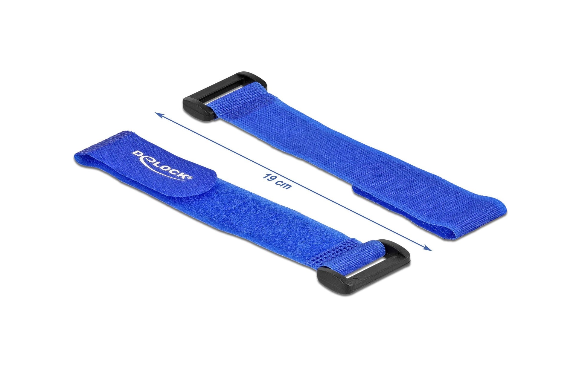 DeLOCK Klettkabelbinder, 190×25 mm, 5er-Pack – Blau