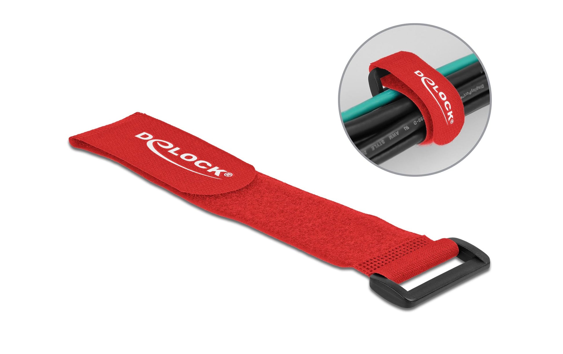 DeLOCK Klettkabelbinder, 280×38 mm, 3 Stk. – Rot