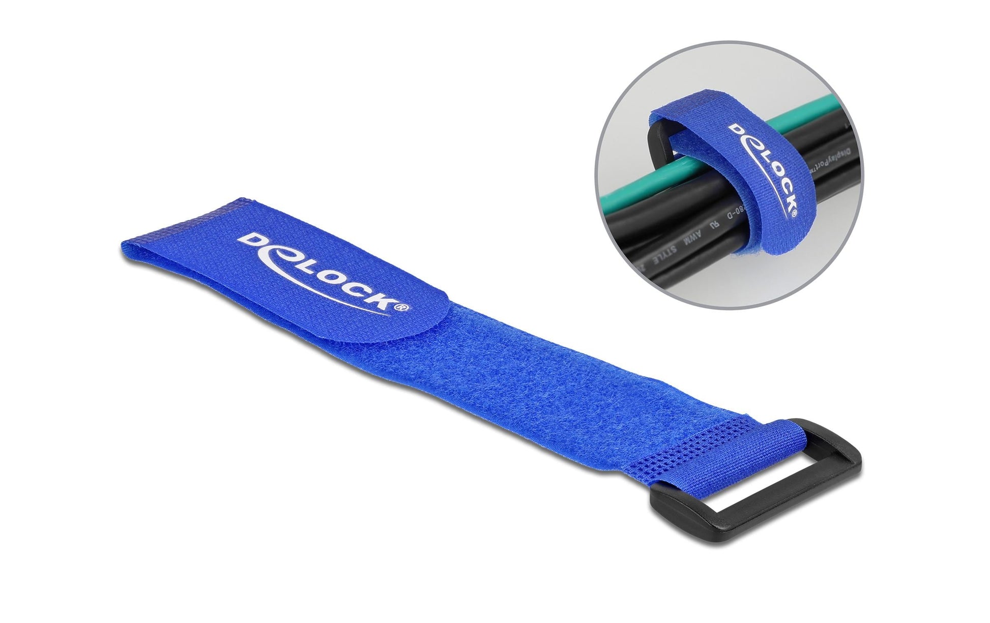 DeLOCK Klettkabelbinder 280×38 mm, 3er-Pack – Blau