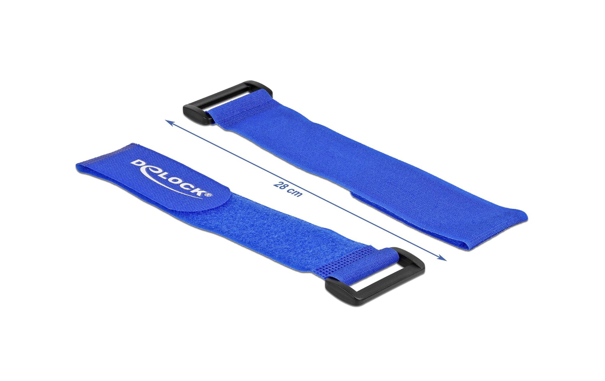 DeLOCK Klettkabelbinder 280×38 mm, 3er-Pack – Blau