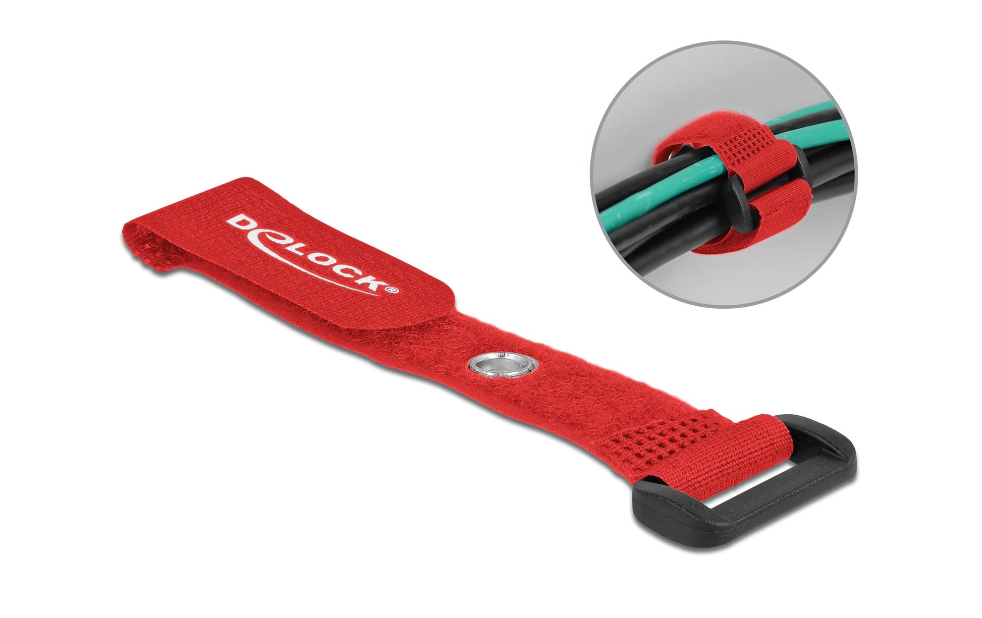 DeLOCK Klettkabelbinder, 150 mm, 20 mm, 5er-Pack – Rot