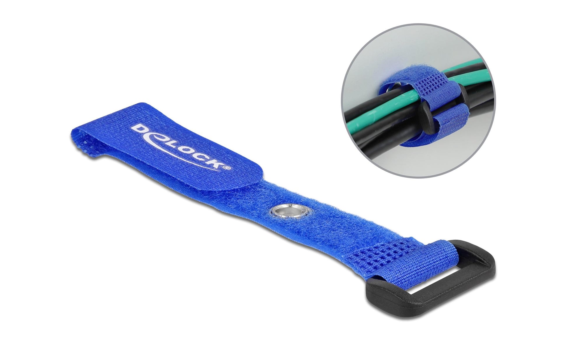 DeLOCK Klettkabelbinder, 20×150 mm, 5er-Pack – Blau