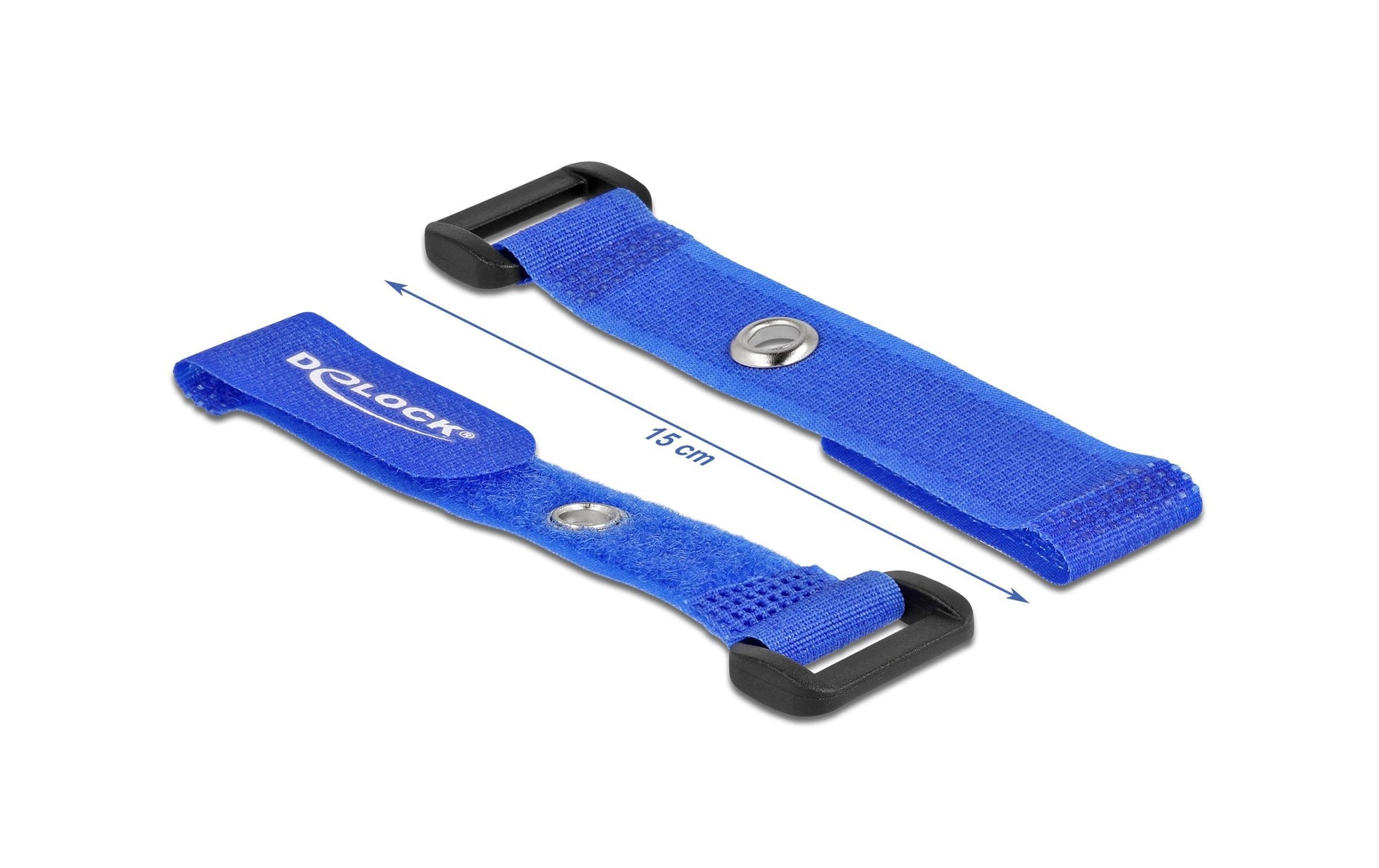 DeLOCK Klettkabelbinder, 20×150 mm, 5er-Pack – Blau