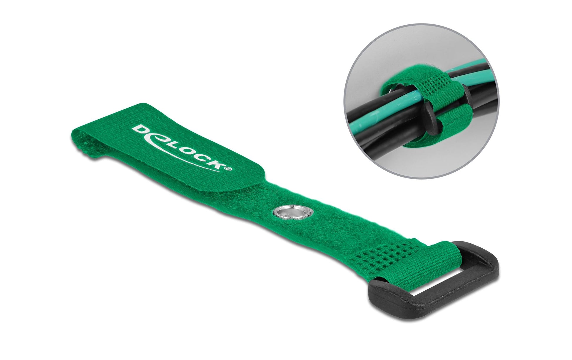 DeLOCK Klettkabelbinder, 20×150 mm, 5er-Pack – Grün