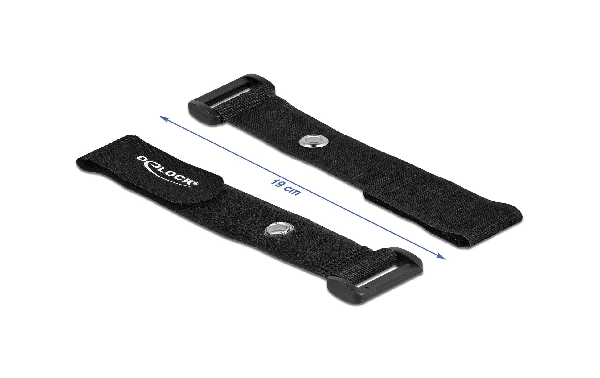 DeLOCK Klettkabelbinder, 25 mm × 0,19 m, schwarz, 5 Stück