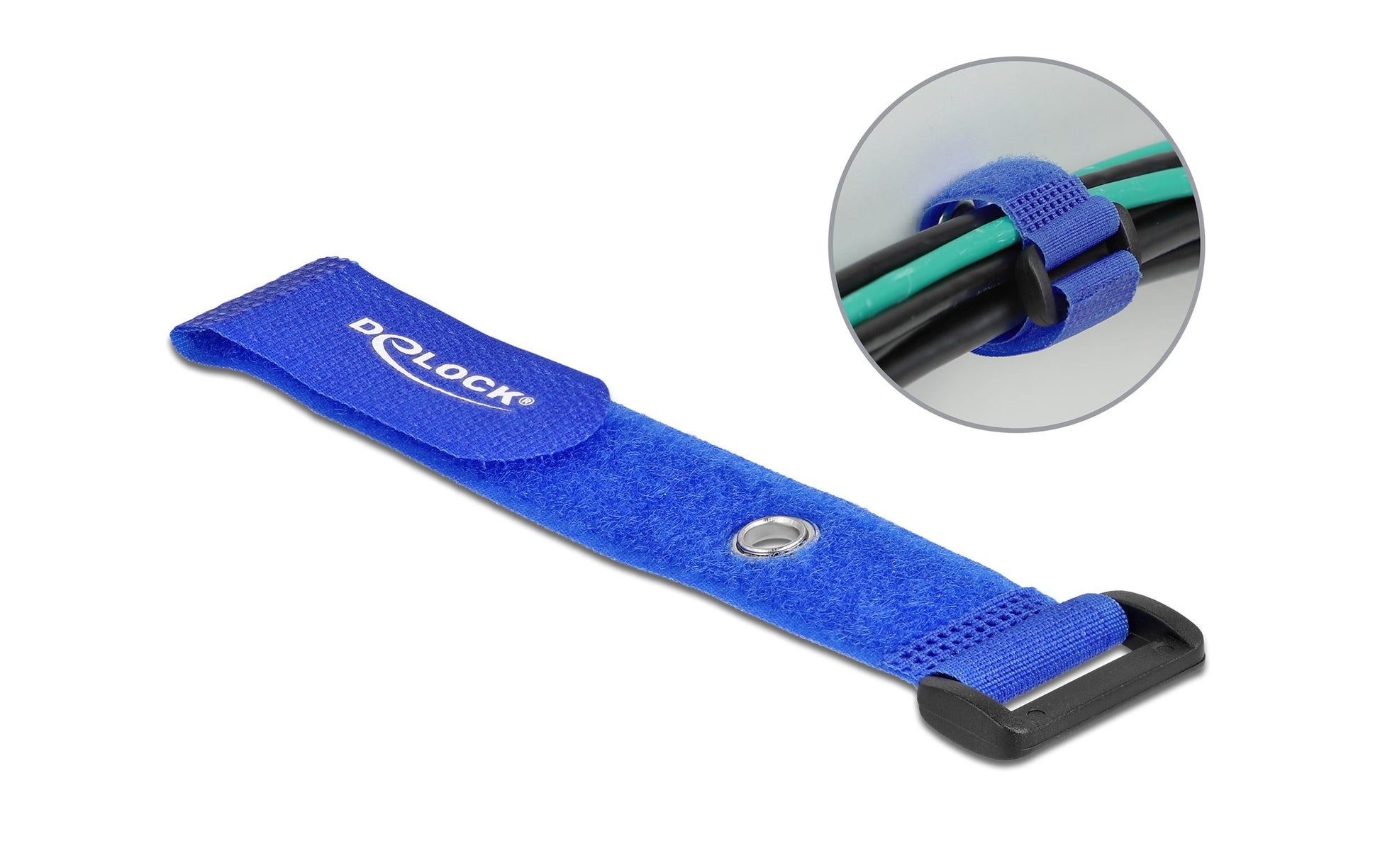 DeLOCK Klettkabelbinder 190×25 mm, 5er-Pack – Blau