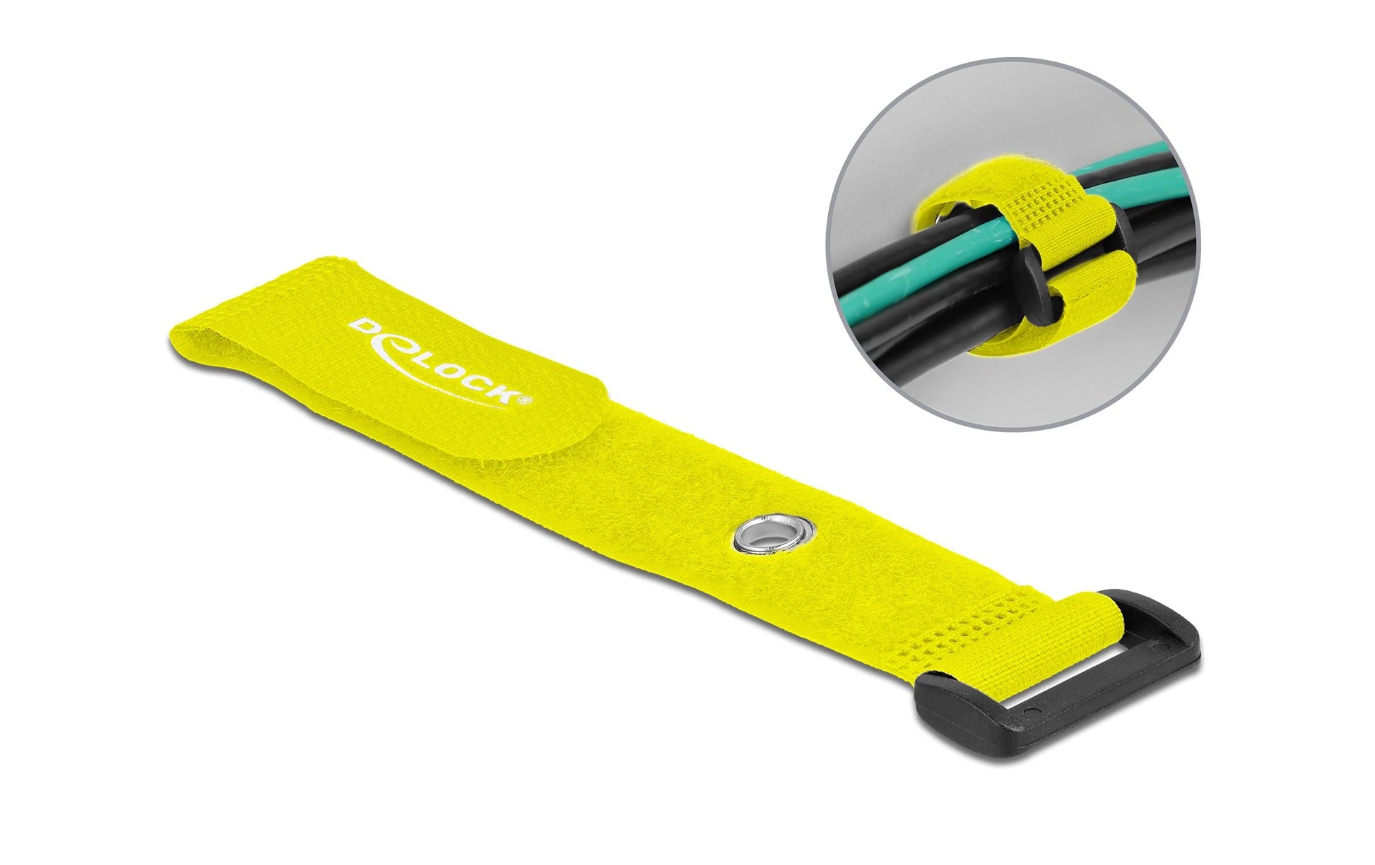 DeLOCK Klettkabelbinder, 25 mm × 0,19 m, Gelb, 5 Stück