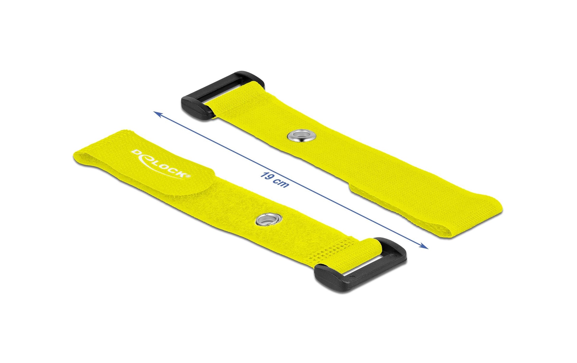 DeLOCK Klettkabelbinder, 25 mm × 0,19 m, Gelb, 5 Stück
