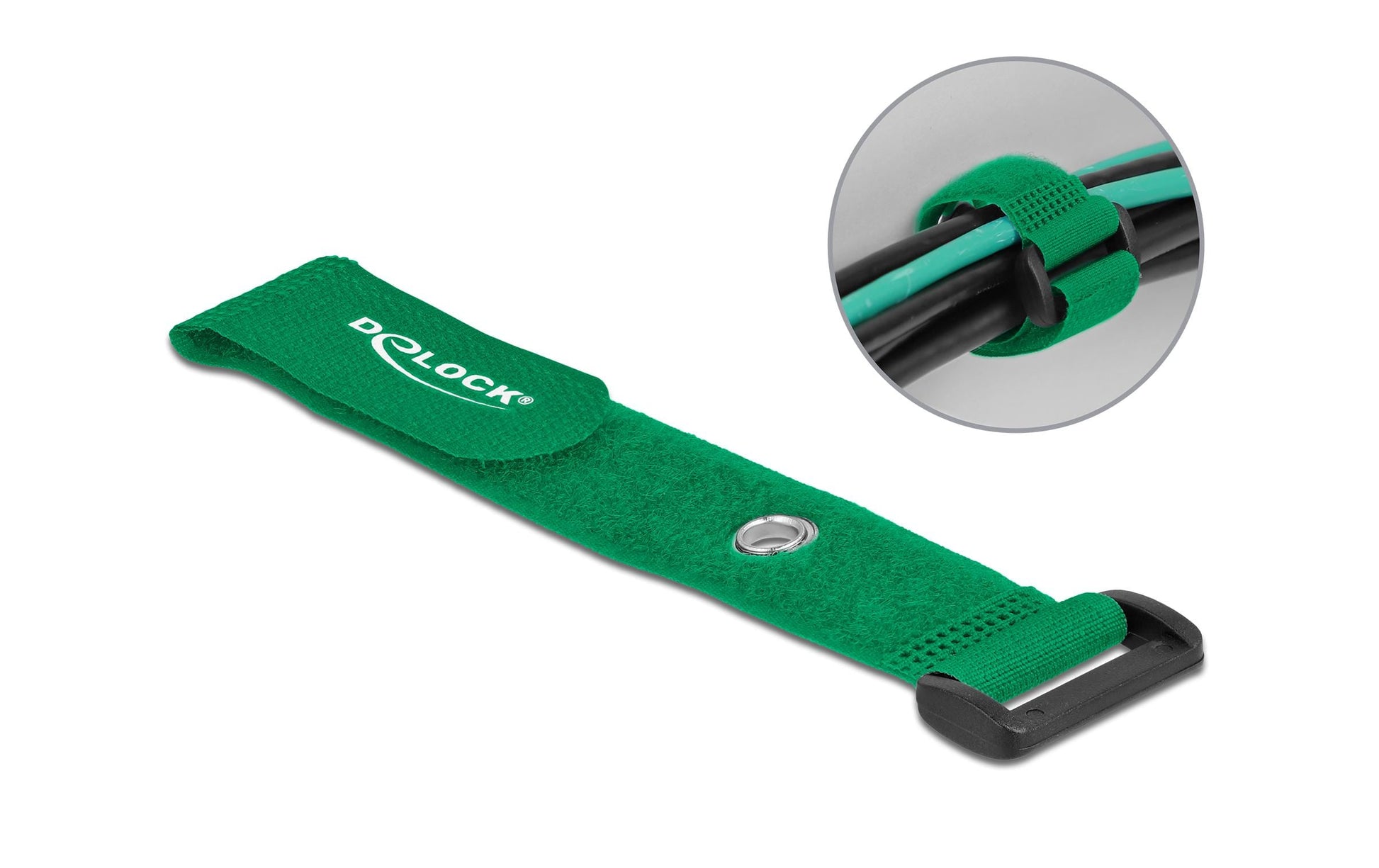 DeLOCK Klettkabelbinder, 190×25 mm, 5er-Pack – Grün
