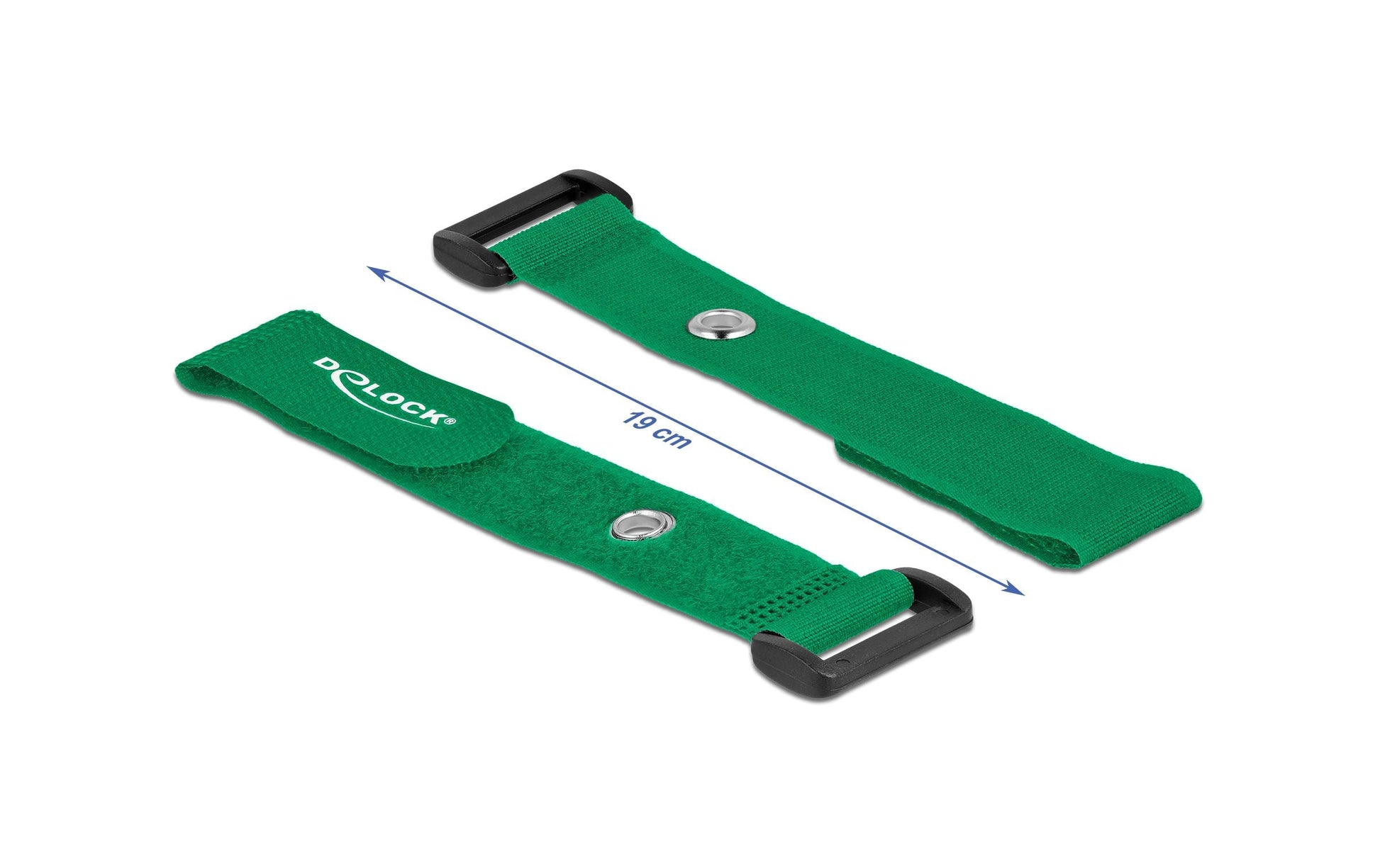 DeLOCK Klettkabelbinder, 190×25 mm, 5er-Pack – Grün