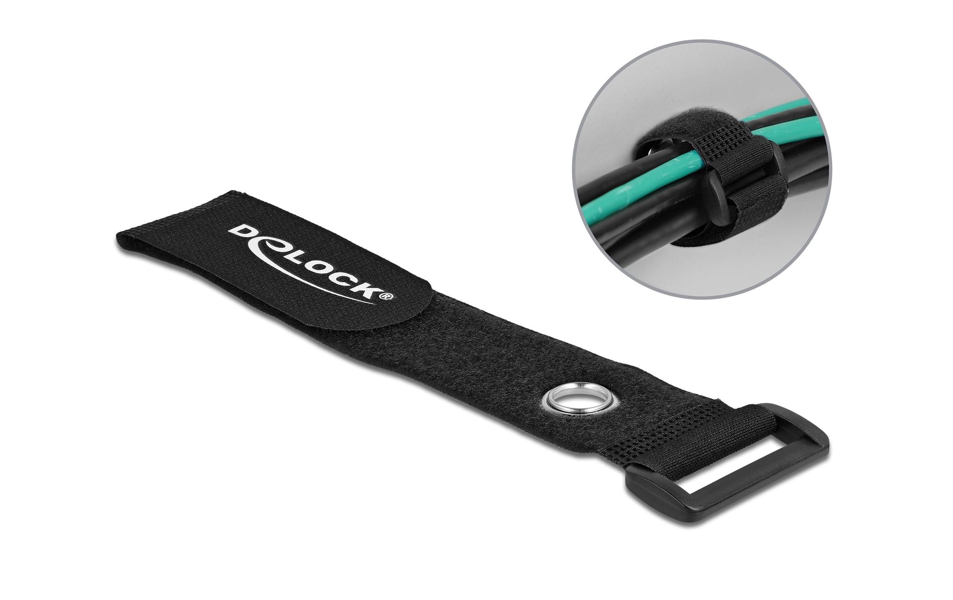 DeLOCK Klettkabelbinder 280×38 mm, 3er-Pack – schwarz