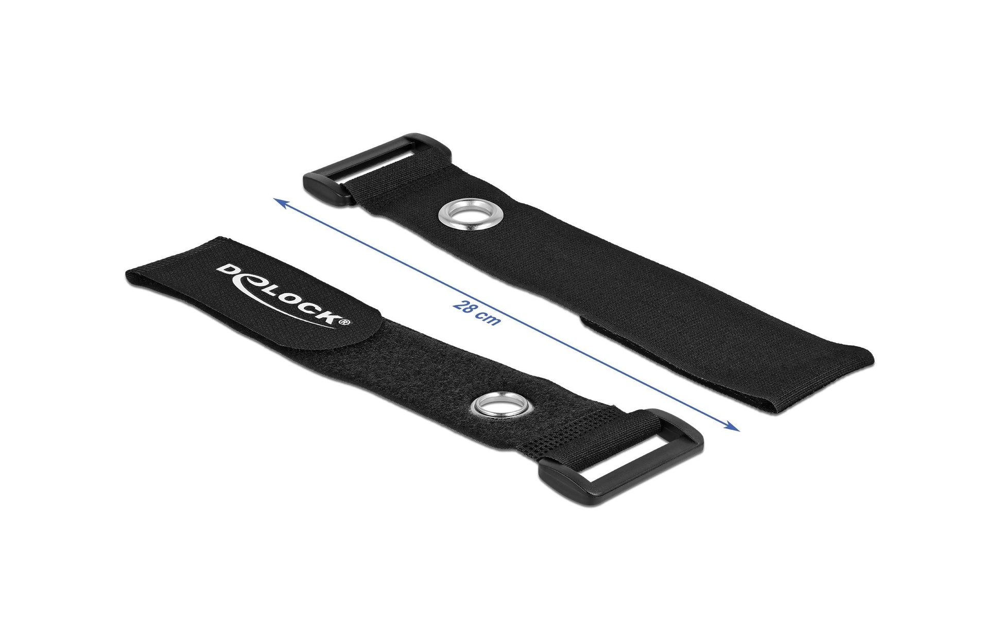 DeLOCK Klettkabelbinder 280×38 mm, 3er-Pack – schwarz