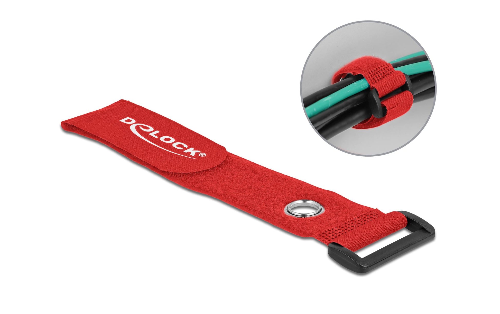 DeLOCK Klettkabelbinder, 38 mm × 0,28 m, Rot, 3 Stück