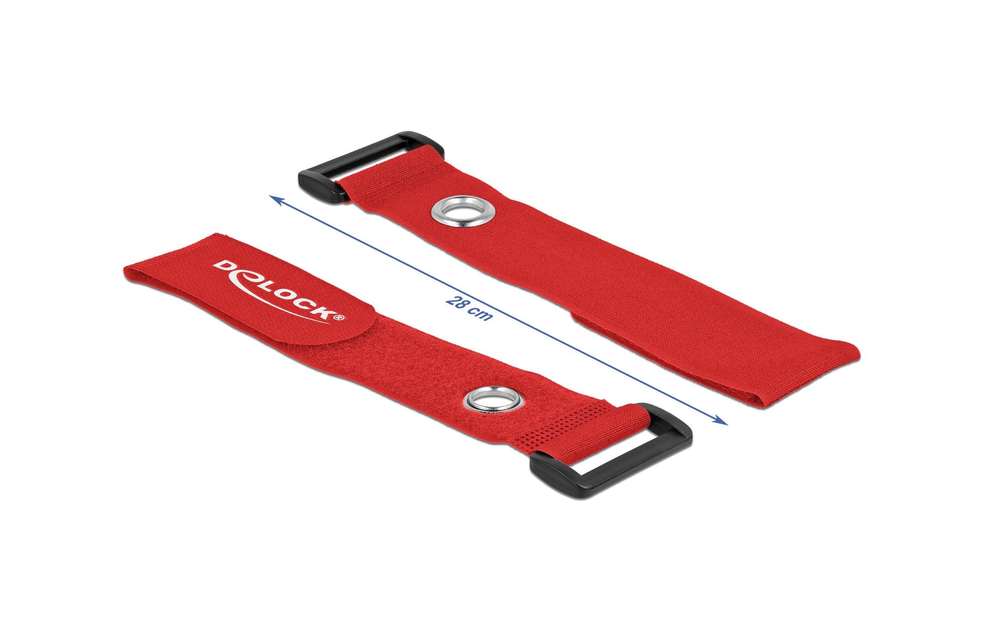 DeLOCK Klettkabelbinder, 38 mm × 0,28 m, Rot, 3 Stück