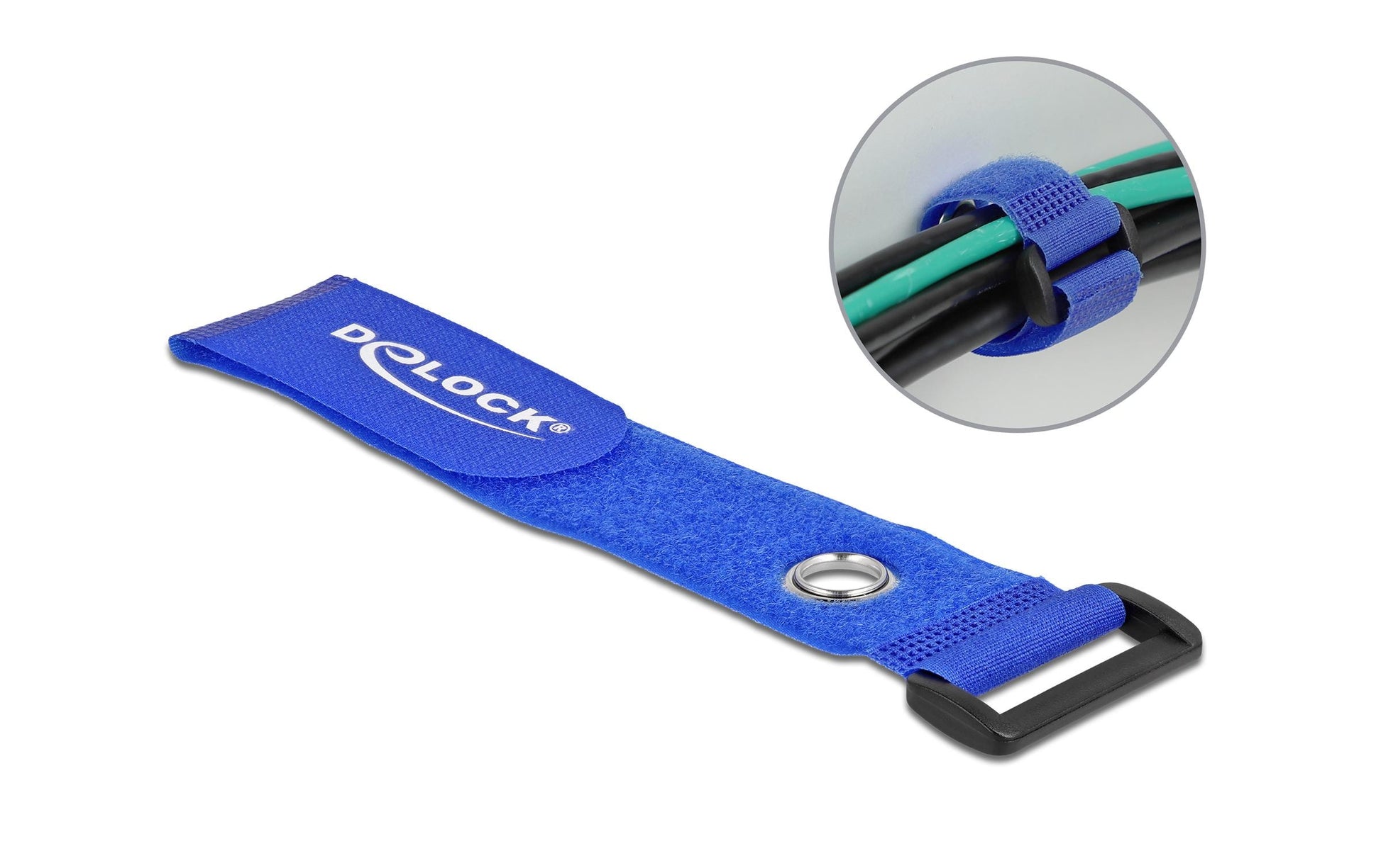 DeLOCK Klettkabelbinder, 280×38 mm, 3er-Pack – Blau