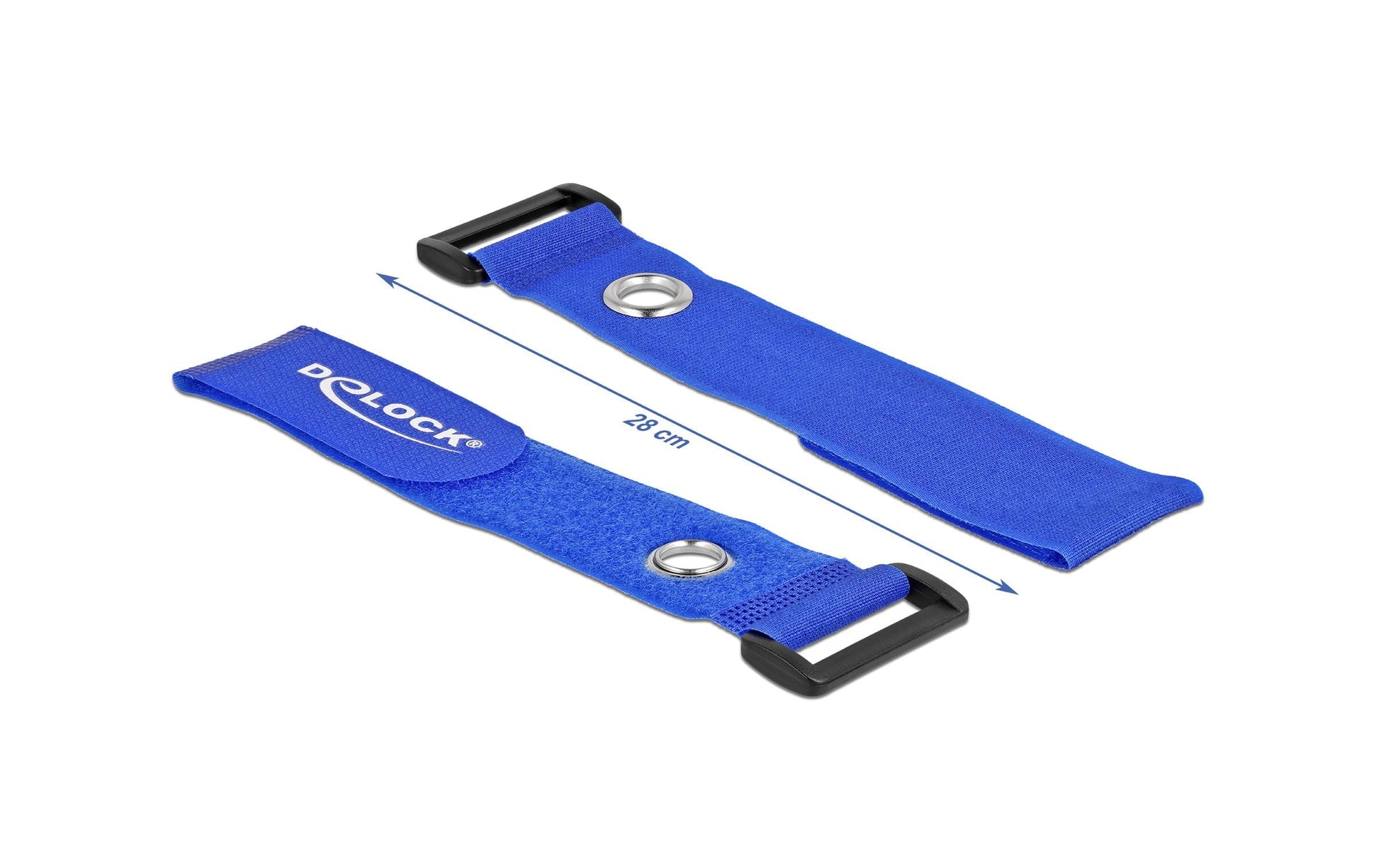 DeLOCK Klettkabelbinder, 280×38 mm, 3er-Pack – Blau
