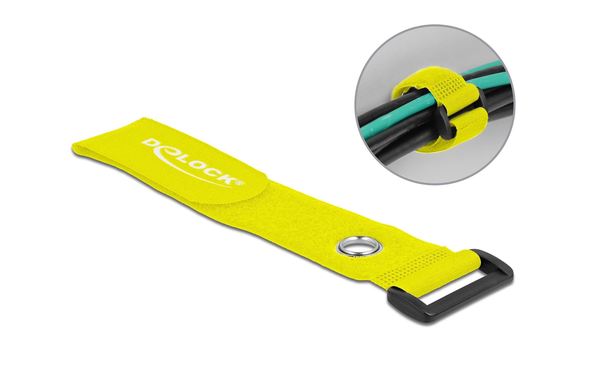 DeLOCK Klettkabelbinder, 280×38 mm, 3er-Pack, Gelb