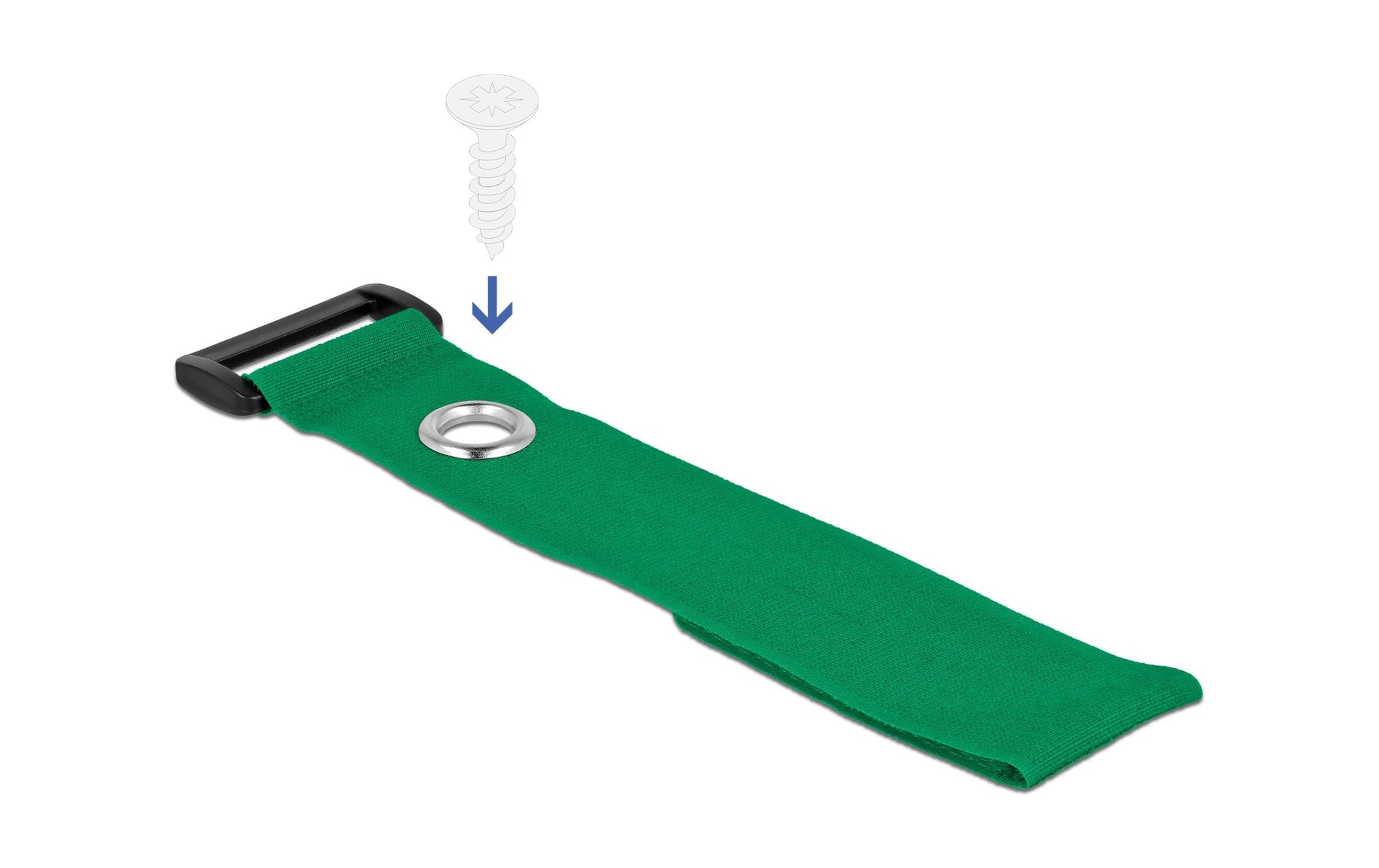 DeLOCK Klett-Kabelbinder 280 × 38 mm, Grün, wiederverwendbar, 3 Stk.