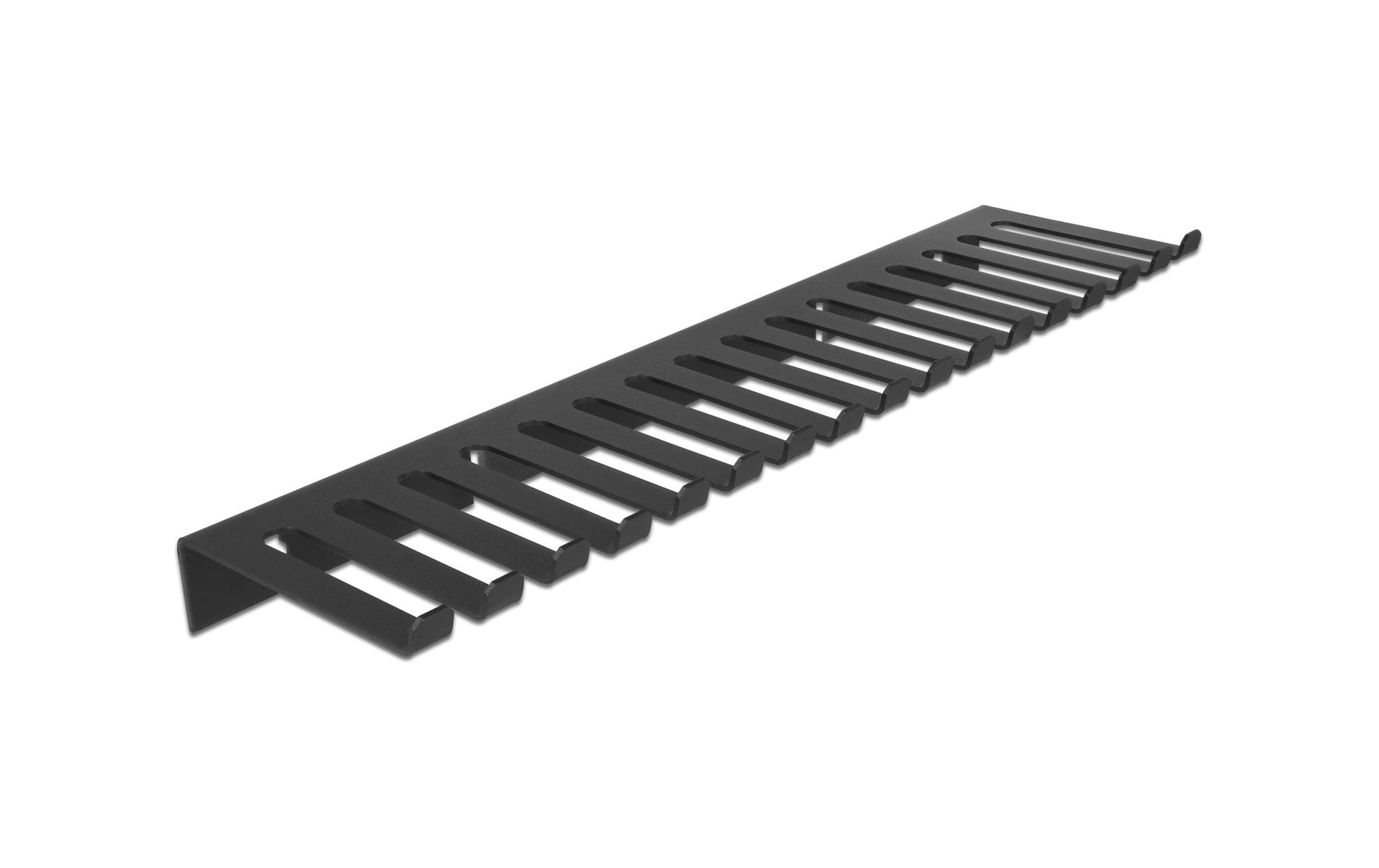 DeLOCK Kabelhalter, 16 Ringe, Ø bis 8 mm, 19" Rack, 325×90×25 mm – Schwarz