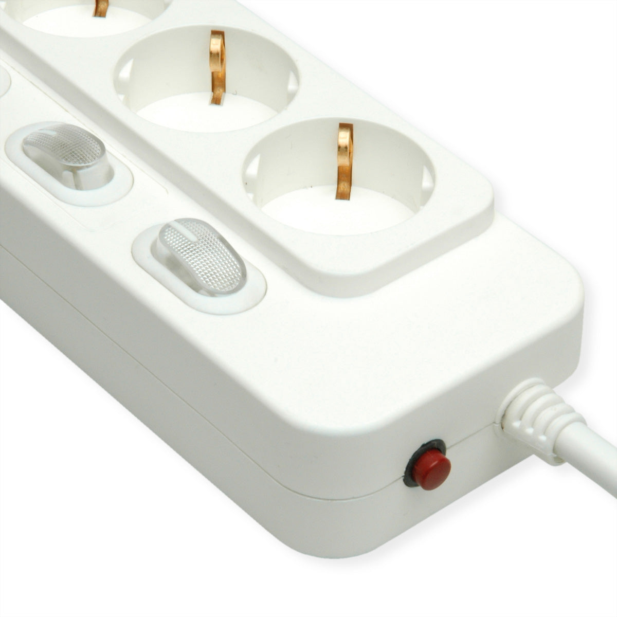 VALUE Steckdosenleiste, 4× Schuko (Typ F), mit Einzelschaltern, 6 m, Stecker mit Schutzkontakt