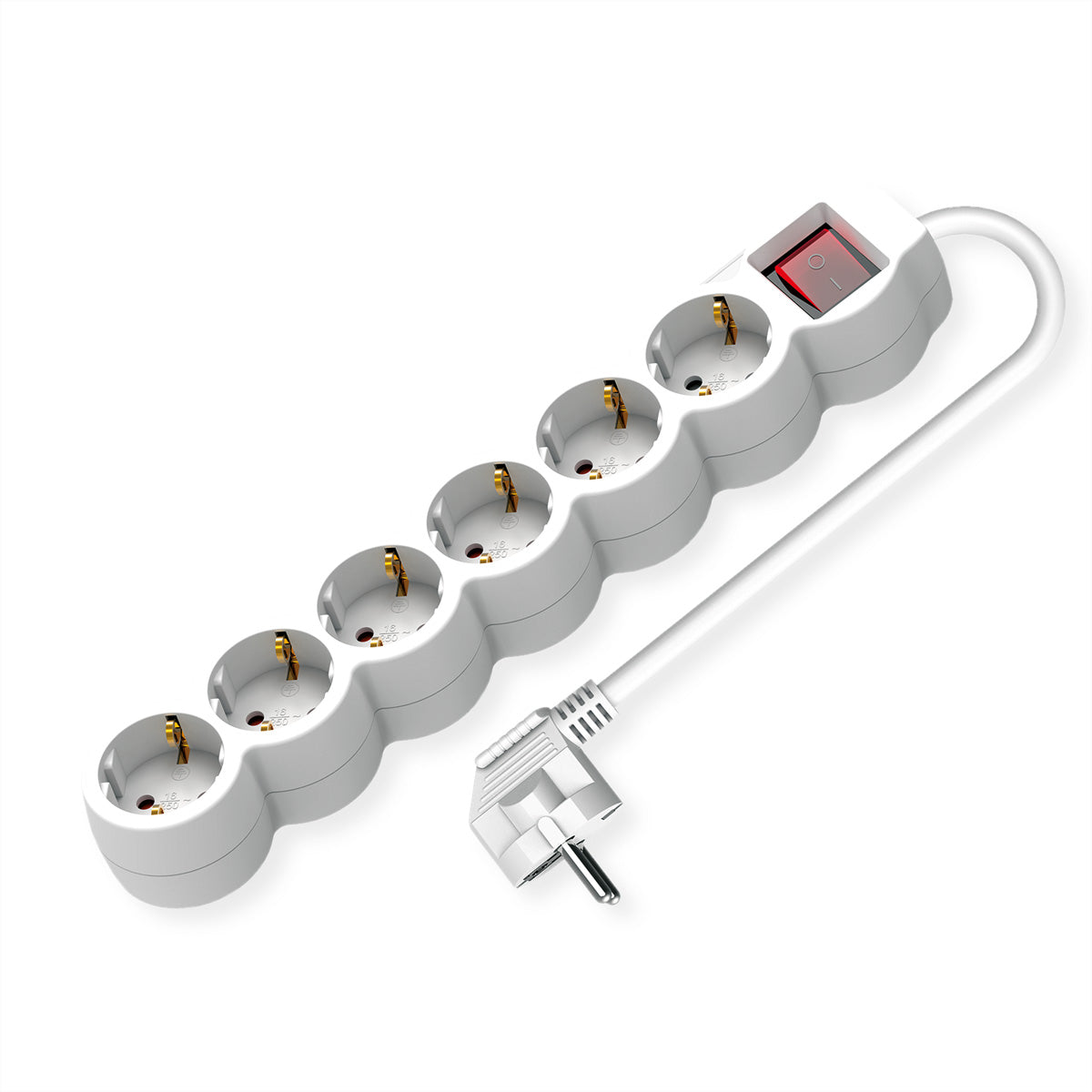 VALUE Steckdosenleiste – 6× Schuko (Typ E/F), 3 m, mit Schalter, Weiss