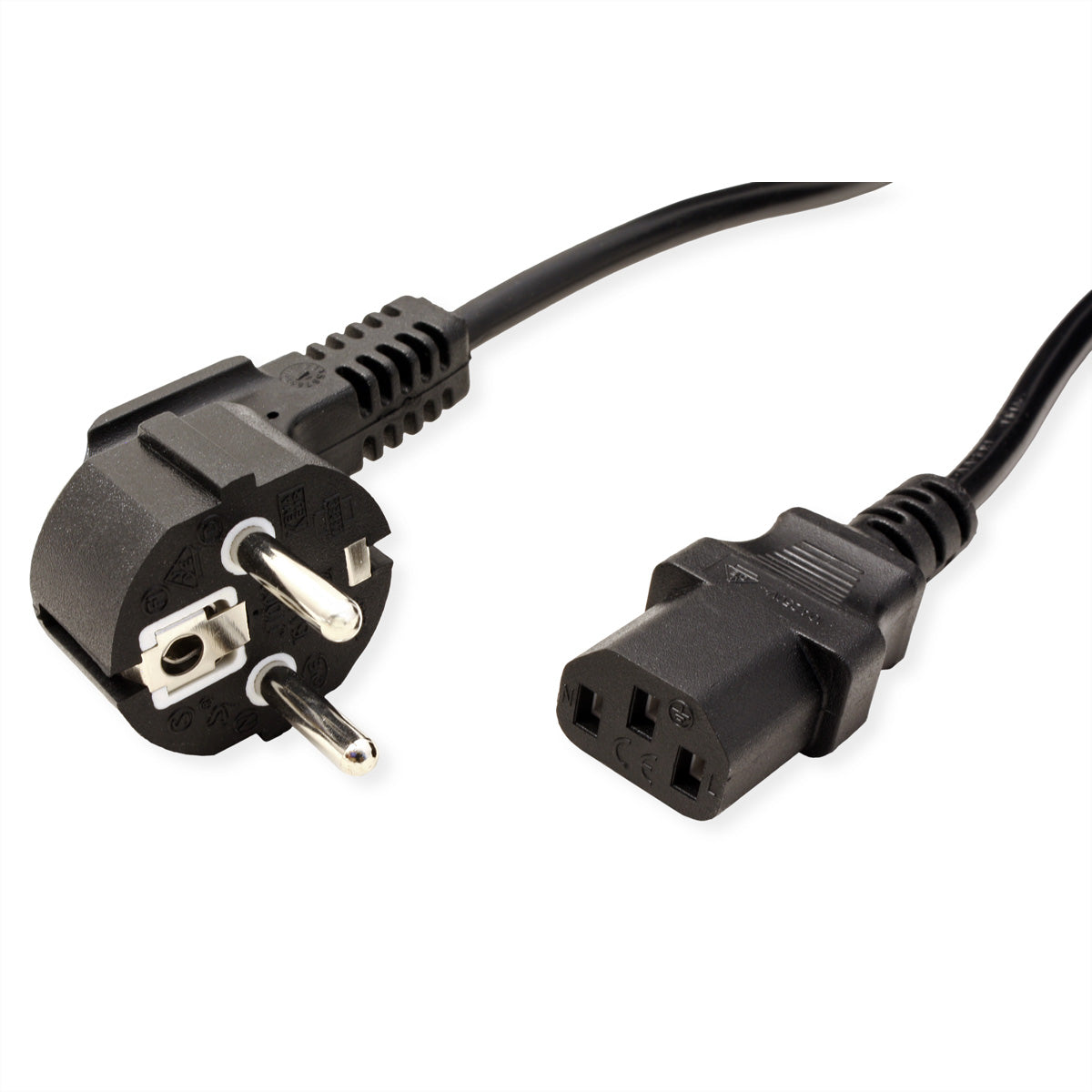 VALUE Netzkabel – Schuko (Typ E/F) – IEC C13, 0,6 m, 250 V/10 A, Schwarz