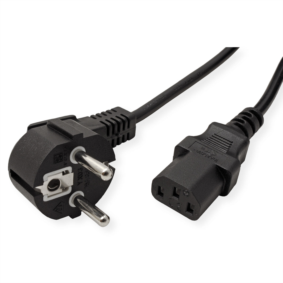 VALUE Netzkabel – Schuko (Typ E/F) – IEC C13, 3 m, 250 V/10 A, schwarz