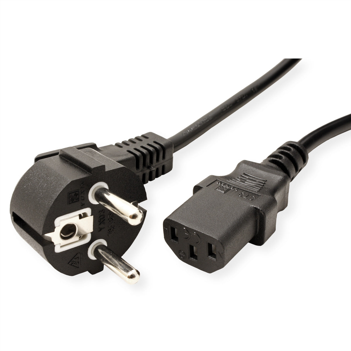 VALUE Netzkabel – Schuko (Typ E/F) – IEC C13, 0,6 m, 250 V/10 A, Schwarz