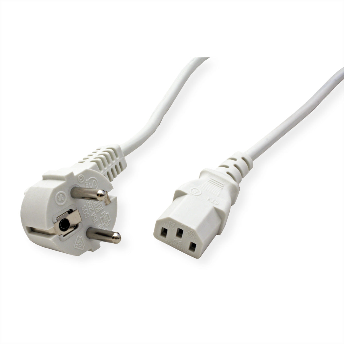 VALUE Netzkabel – Schuko (CEE 7/7)–IEC C13, 0,6 m, 250 V/10 A, weiss