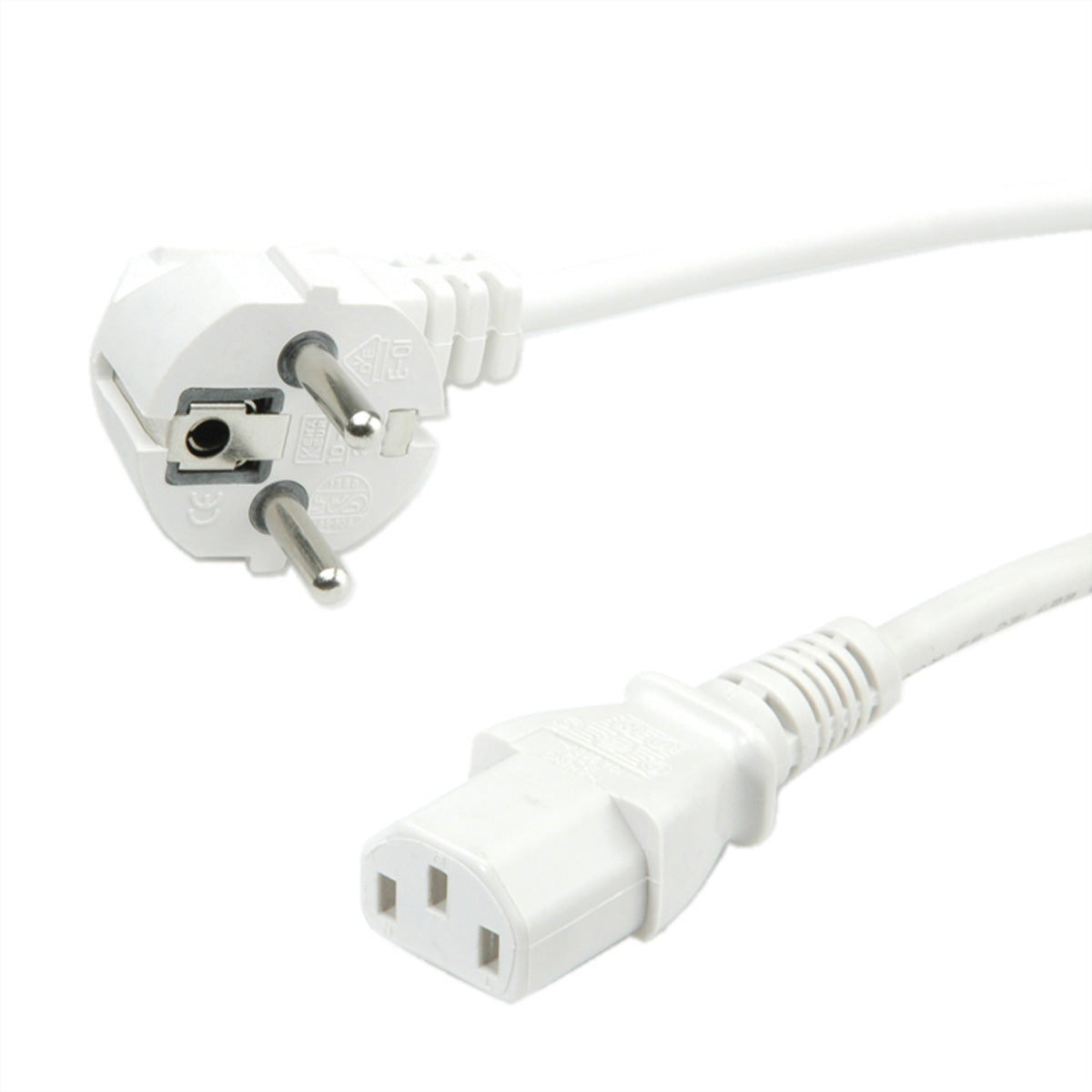 ROLINE GREEN Netzkabel – Schuko (CEE 7/7)–IEC C13, 1,8 m, 250 V/10 A, weiss