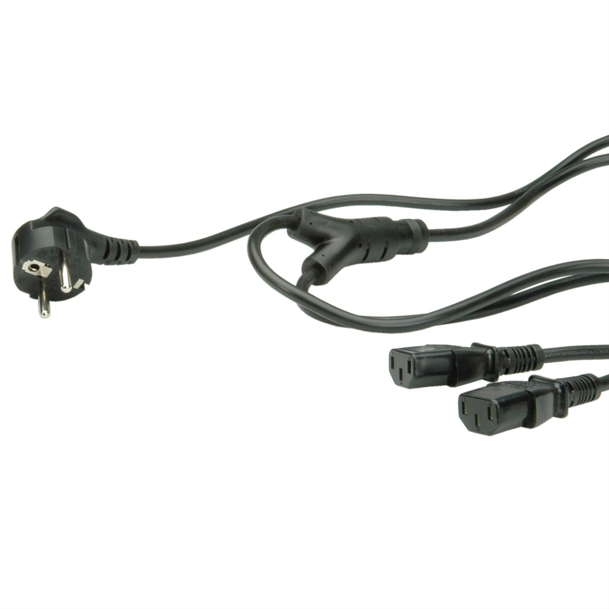 ROLINE Netzkabel – Schuko (CEE 7/7) – 2× IEC C13, 2 m, 250 V/10 A, Schwarz