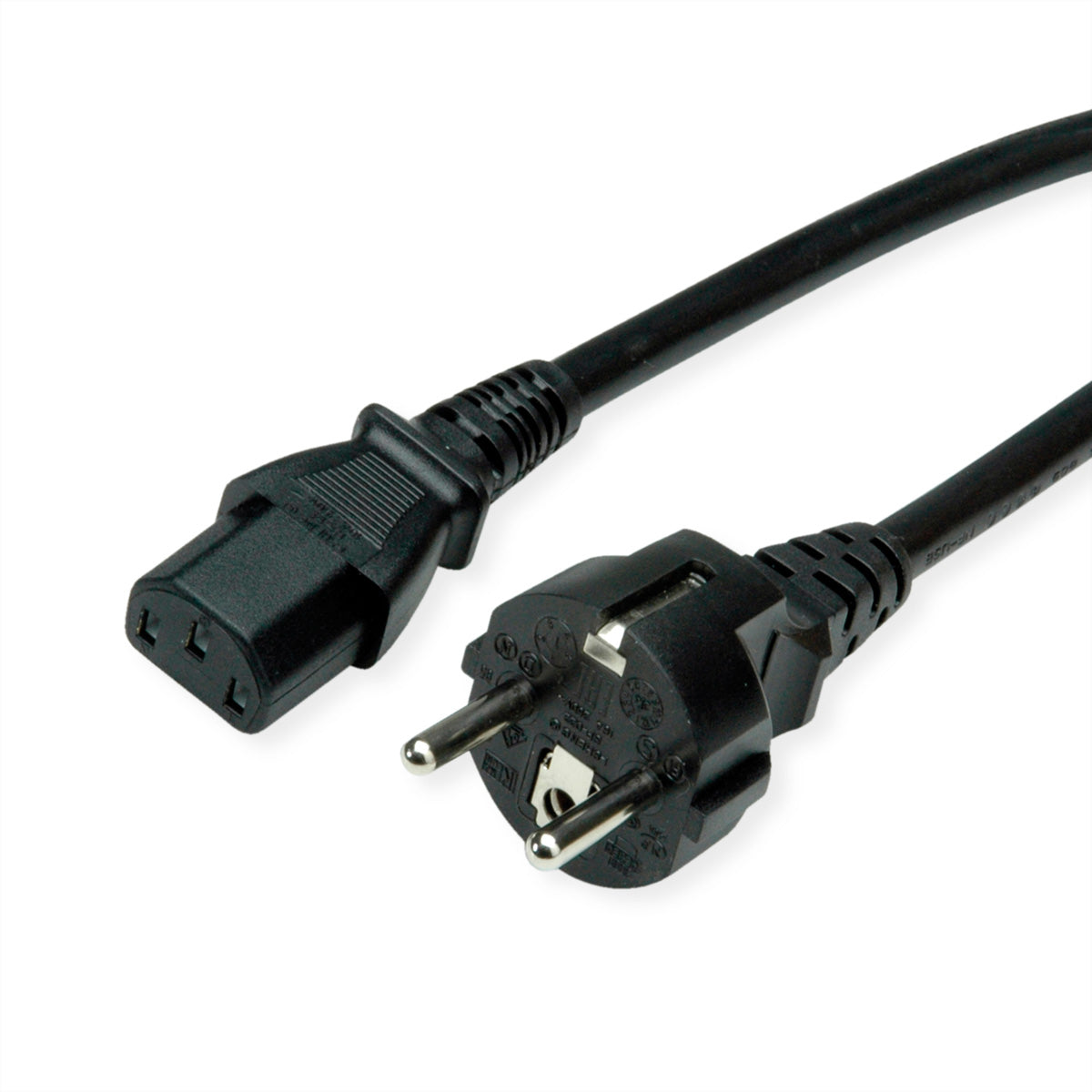 ROLINE Netzkabel – Schuko (Typ E/F) – IEC C13, 1,8 m, 250 V/10 A, Schwarz