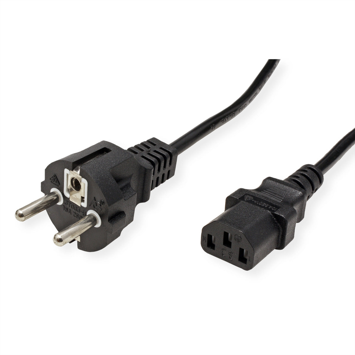 VALUE Netzkabel – Schuko (Typ E/F) – IEC C13, 0,6 m, 250 V/10 A, schwarz