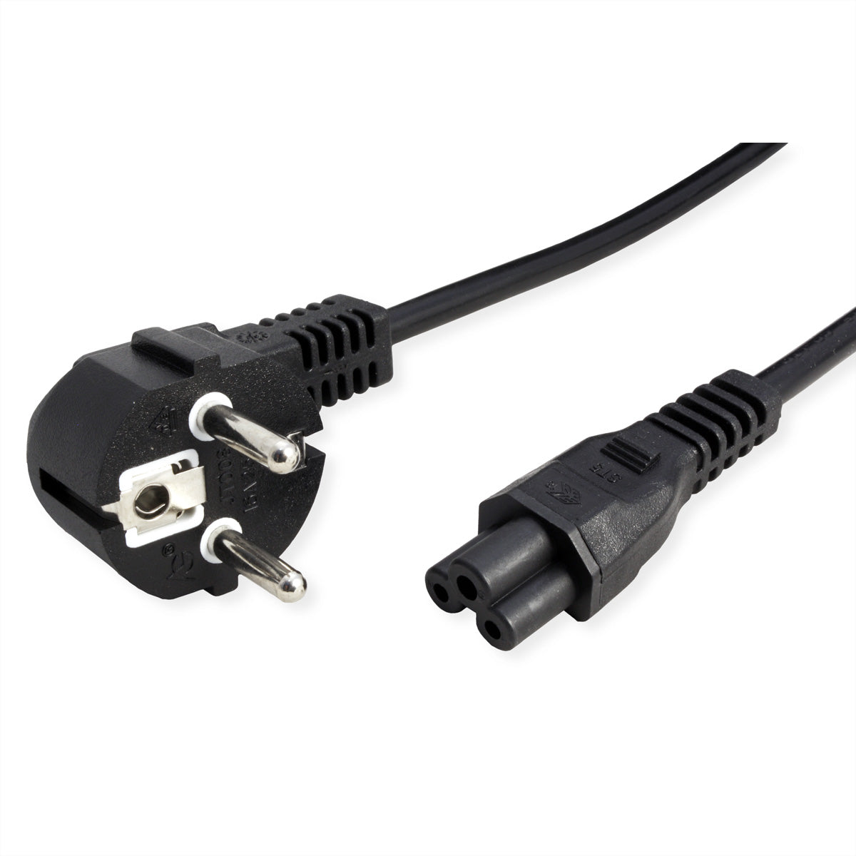 VALUE Netzkabel – Schuko (Typ E/F) – IEC C5, 0,8 m, 250 V/2,5 A, schwarz