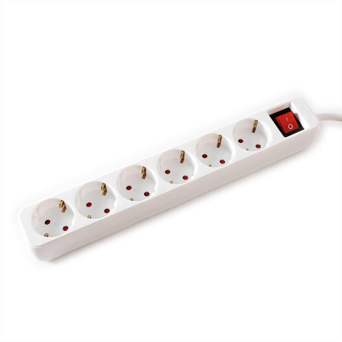 VALUE Steckdosenleiste – 6× Schuko (Typ E/F), 1,5 m, mit Schalter, Weiss