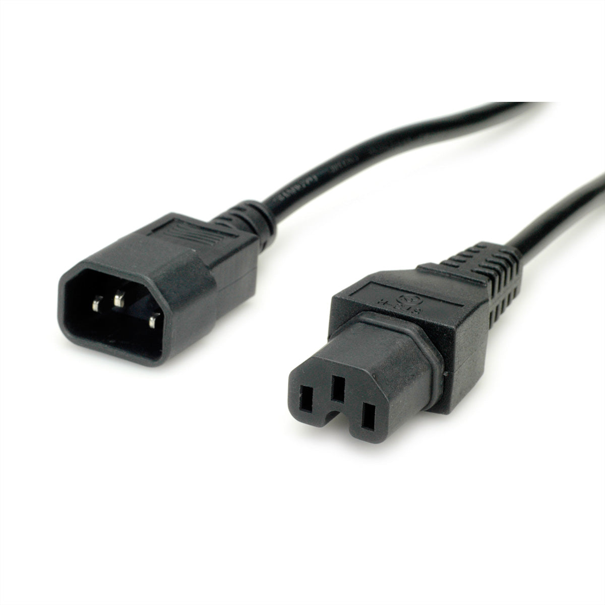 VALUE Netzkabel – IEC C14–IEC C15, 1 m, 250 V/10 A, schwarz