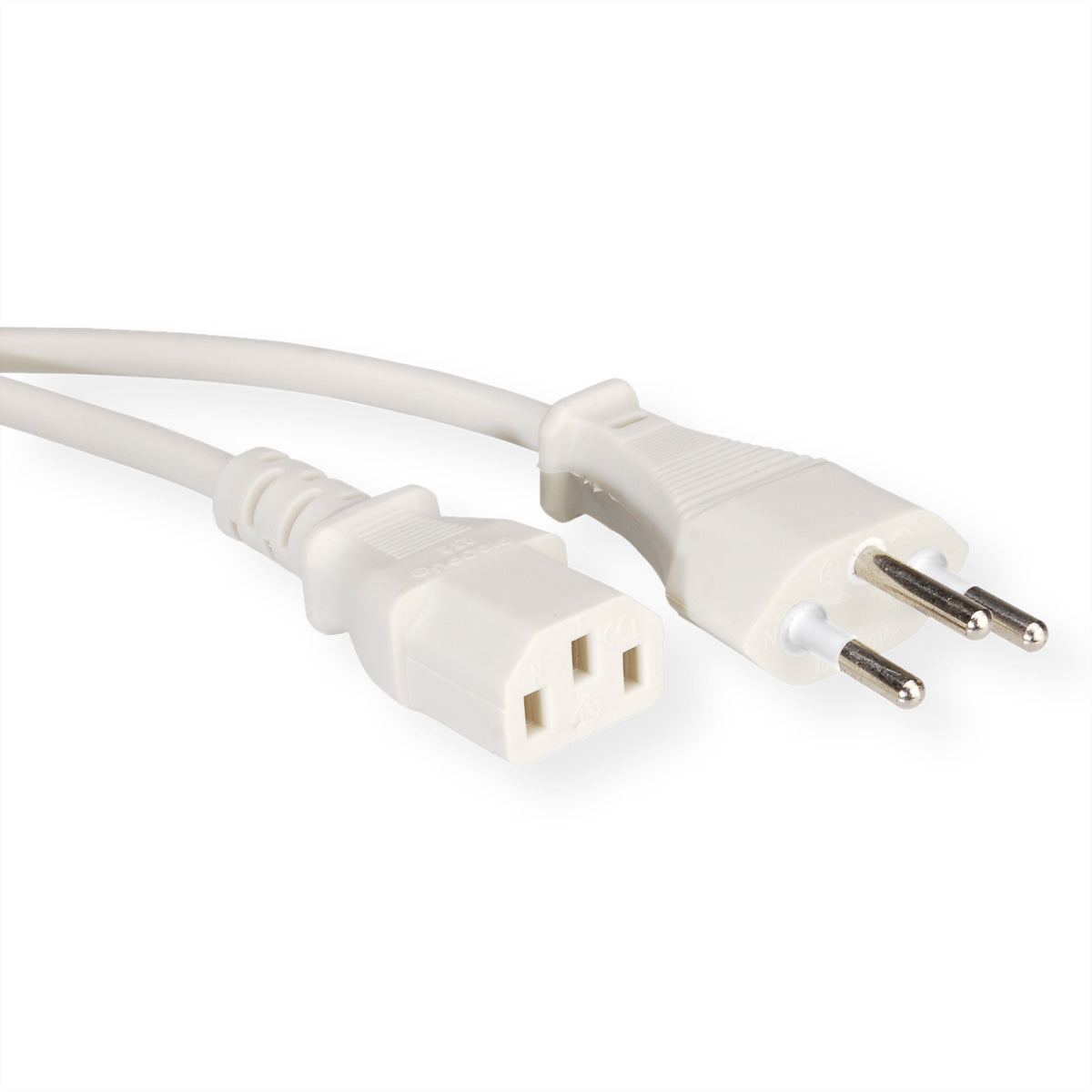 VALUE Netzkabel – T12 (Typ J) – IEC C13, 1,8 m, 250 V/10 A, weiss