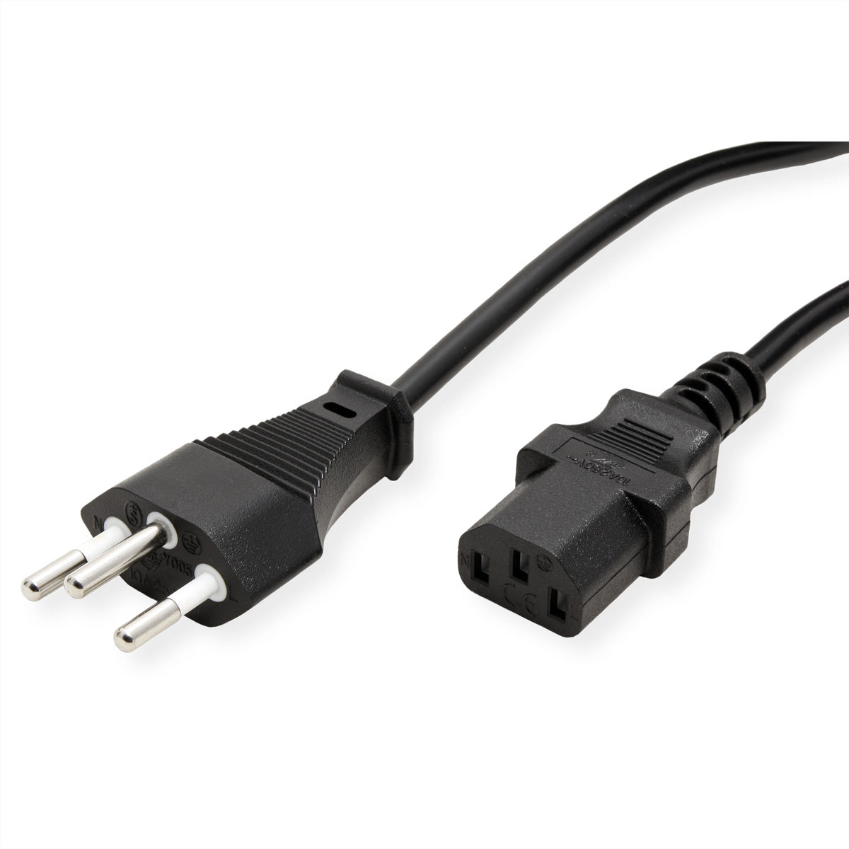VALUE Netzkabel – T12–IEC C13, 0,8 m, 250 V/10 A, schwarz