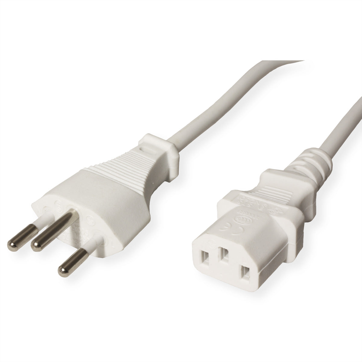 VALUE Netzkabel – T12 (Typ J) – IEC C13, 1,8 m, 250 V/10 A, weiss