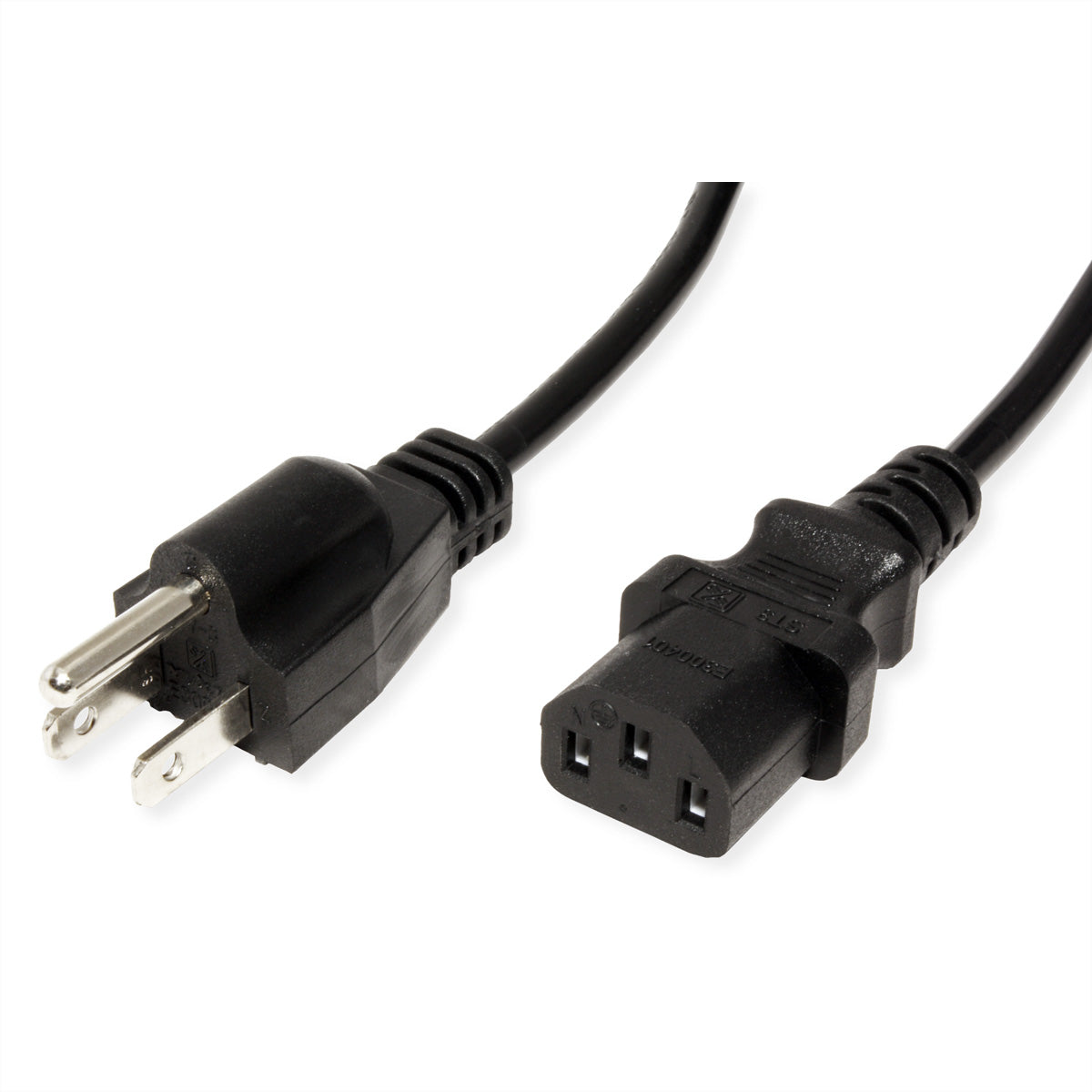VALUE Netzkabel – NEMA 5-15–IEC C13, 1,8 m, 125 V/10 A, schwarz