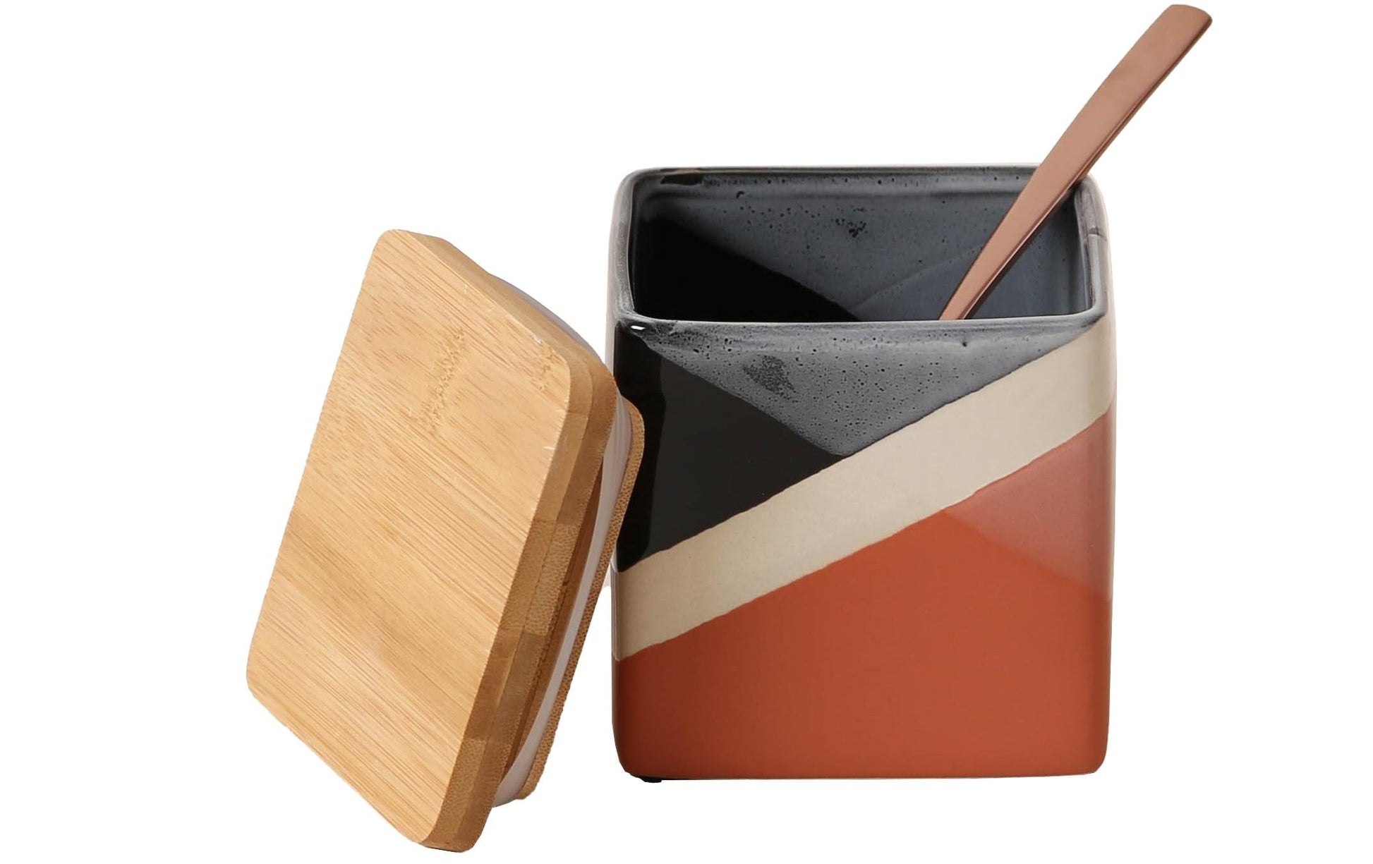 Esmée Vorratsdose 750 ml, 10 × 10 × 11 cm, Steingut/Bambus