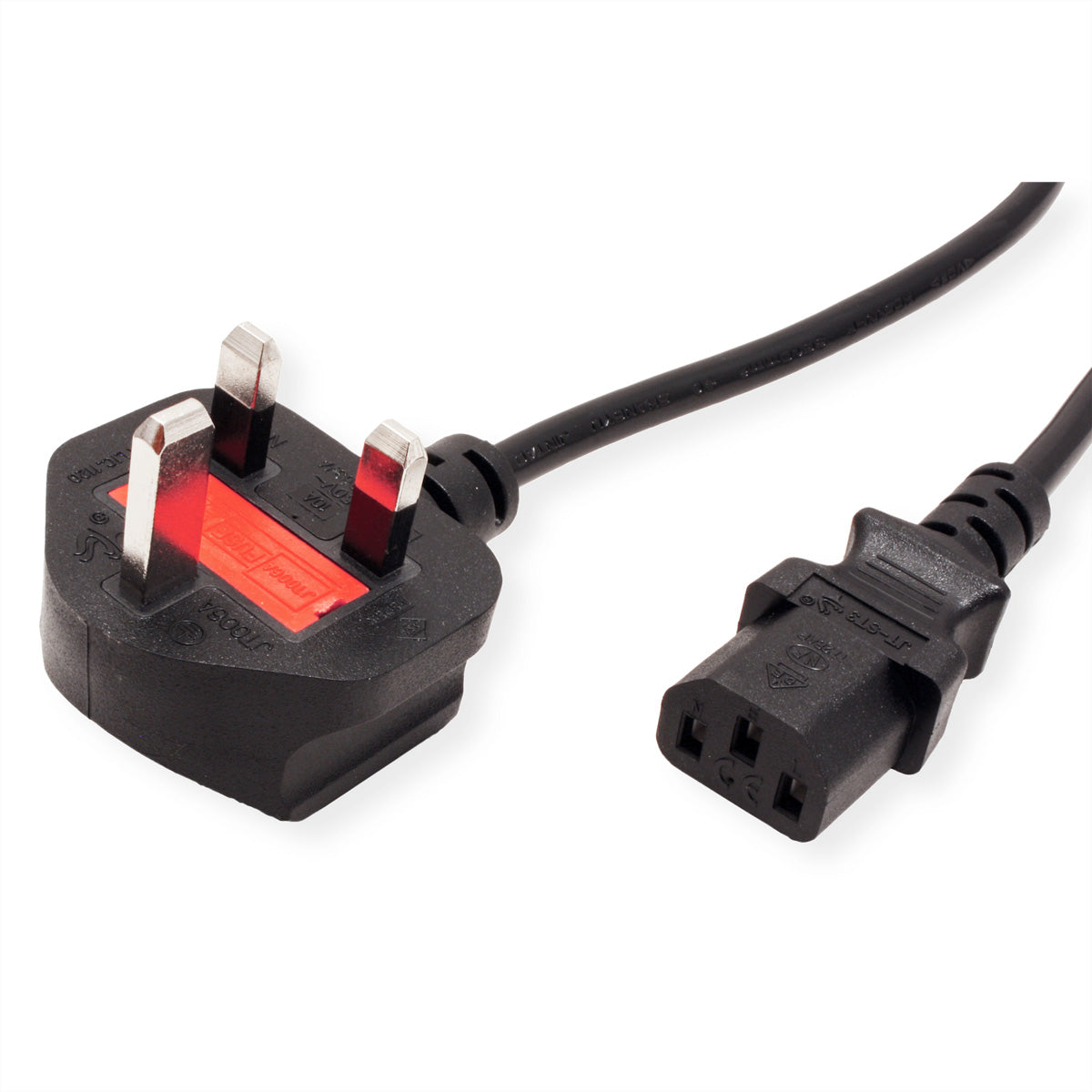 VALUE Netzkabel – UK (Typ G) – IEC C13, 3,15 m, 250 V/10 A, Schwarz
