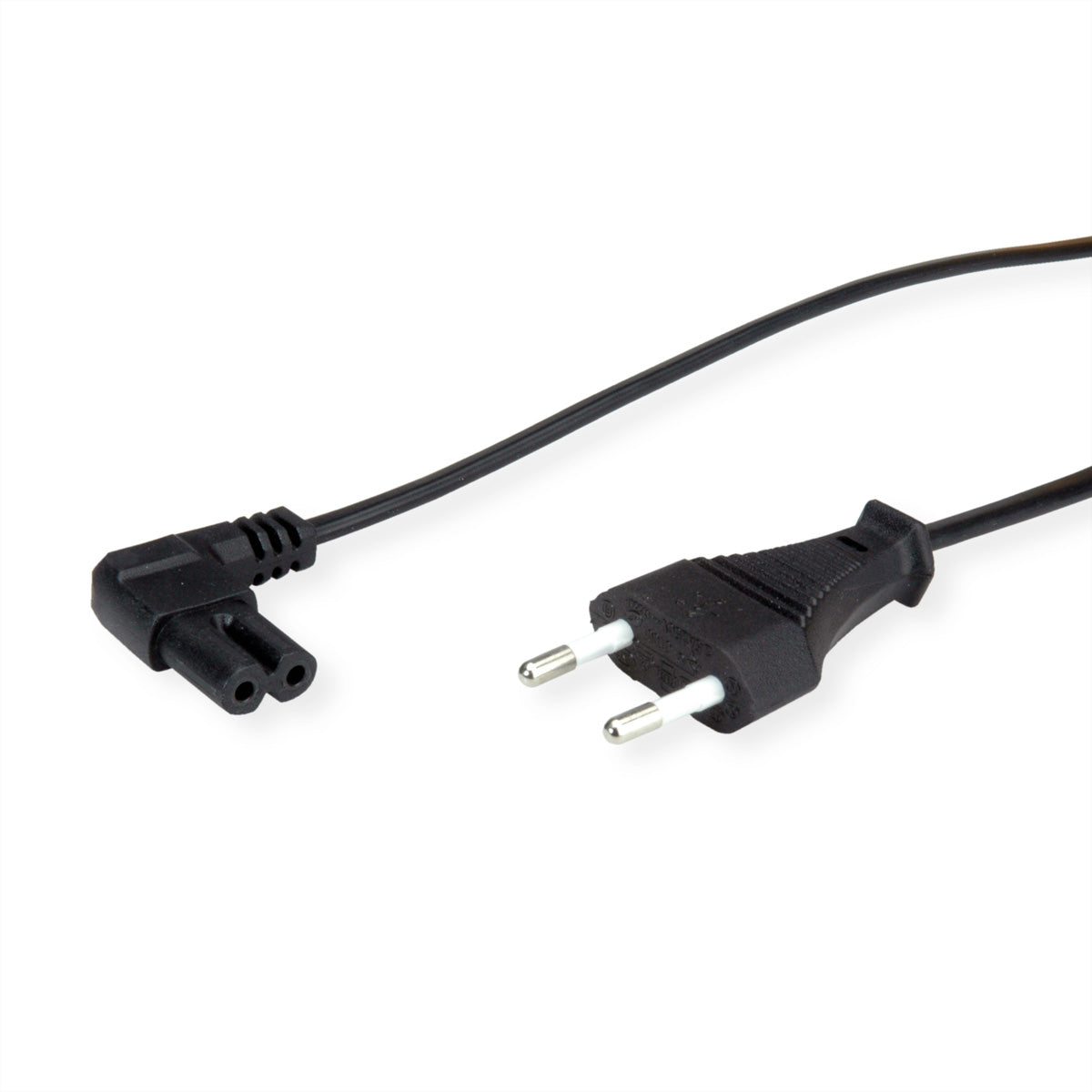 VALUE Netzkabel – Eurostecker (Typ C) – IEC C7 (abgewinkelt), 1,8 m, 250 V/2,5 A, schwarz